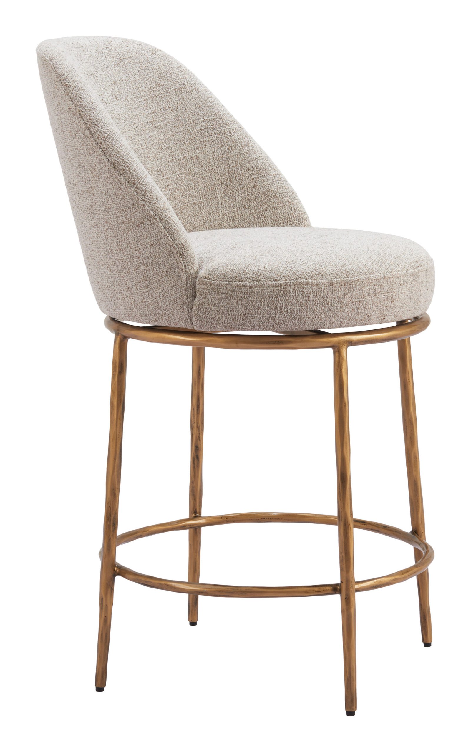 Nordhavn Swivel Counter Stool Beige & Gold - Image 7