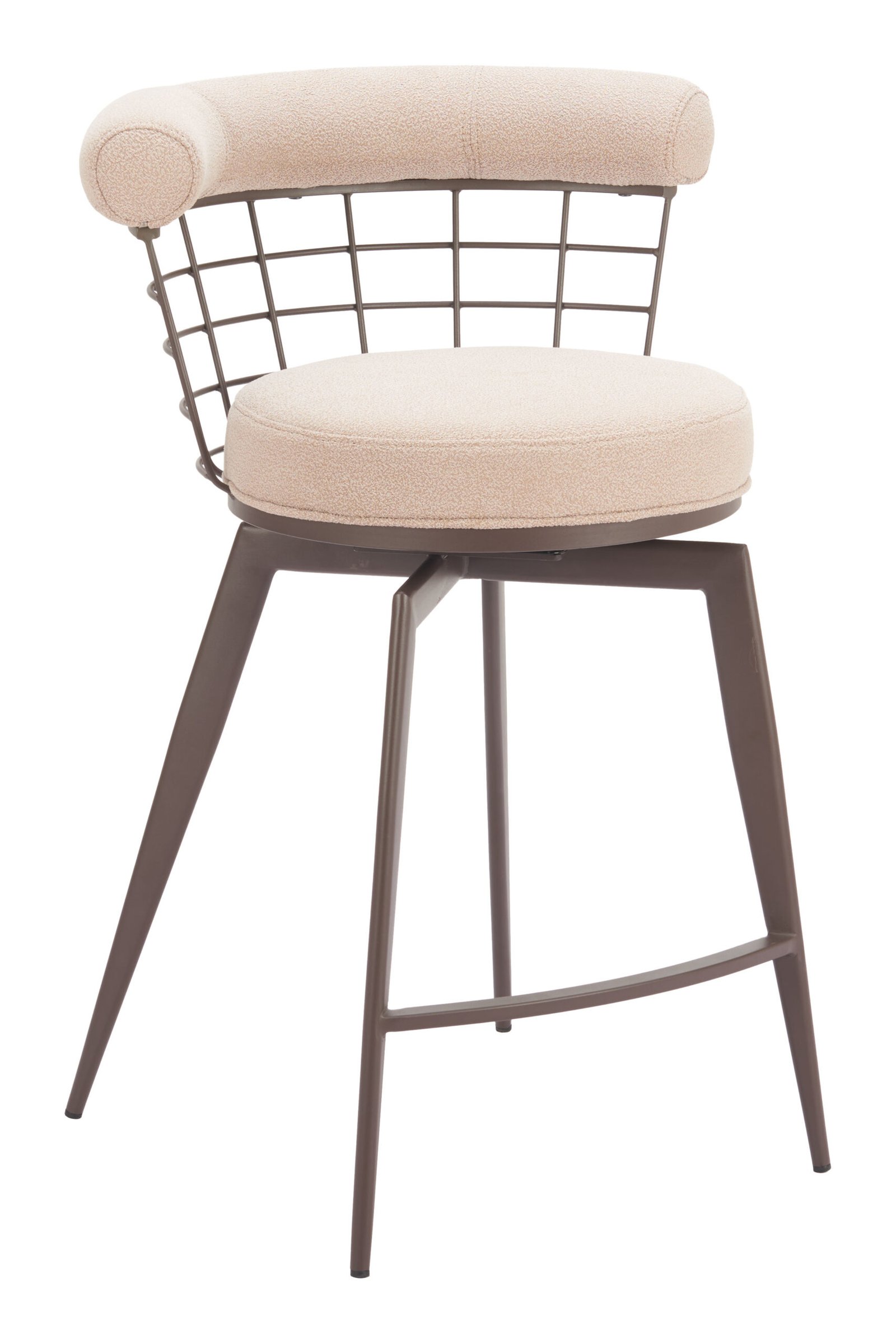 Saku Swivel Counter Stool Beige & Brown - Image 6