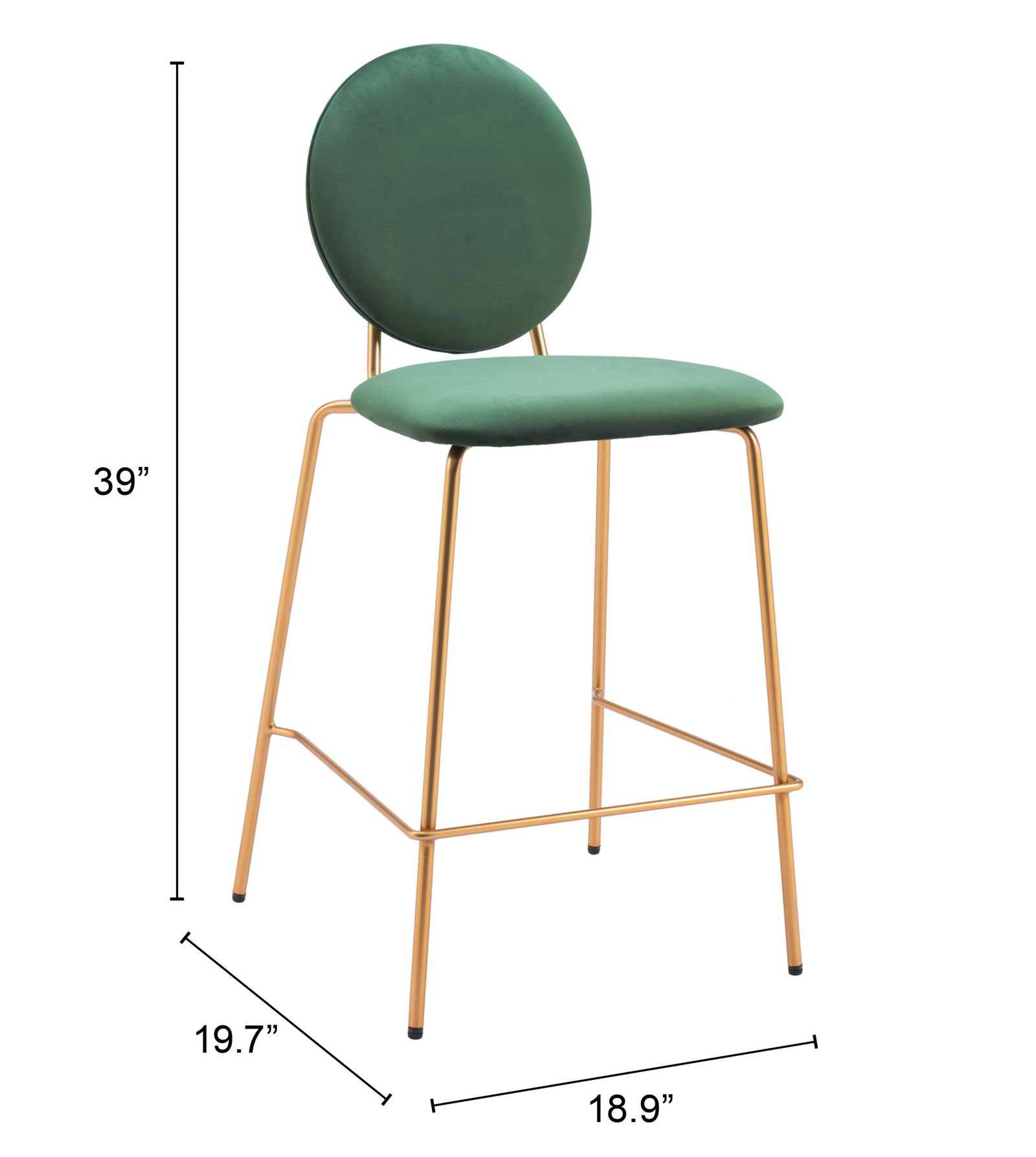 Odessa Counter Stool (Set of 2) Green & Gold - Image 9