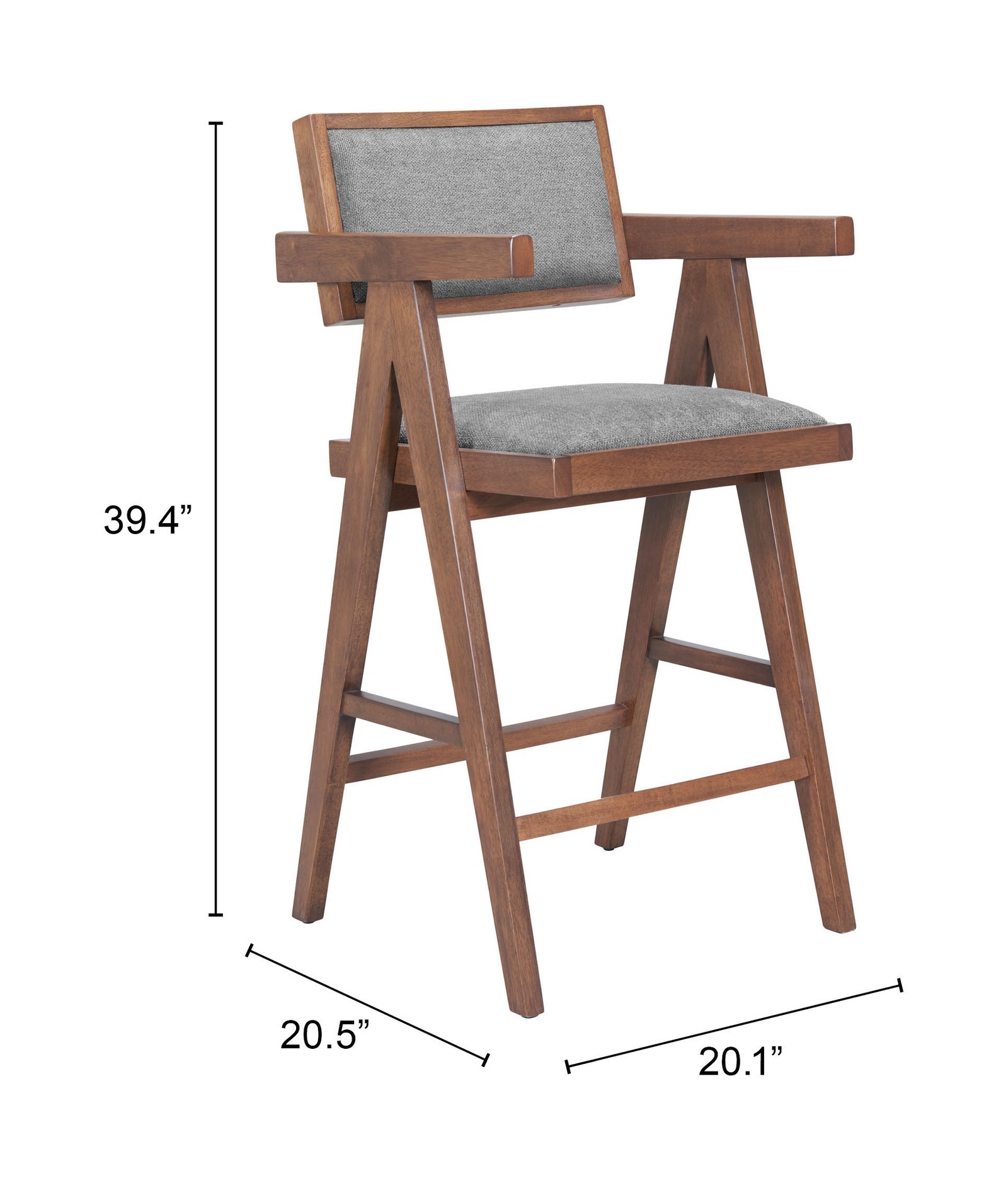 Delhi Counter Stool (Set of 2) Gray & Walnut - Image 8
