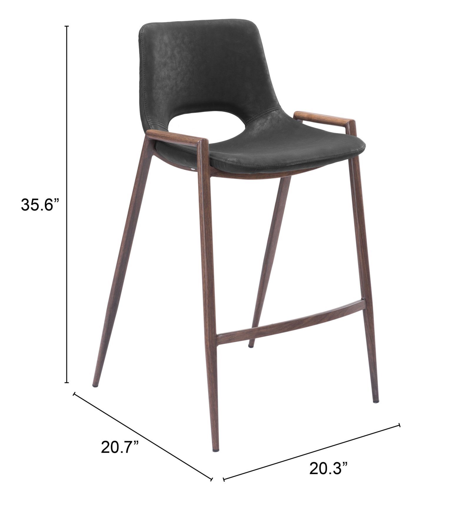 Desi Counter Stool (Set of 2) Black & Walnut - Image 10