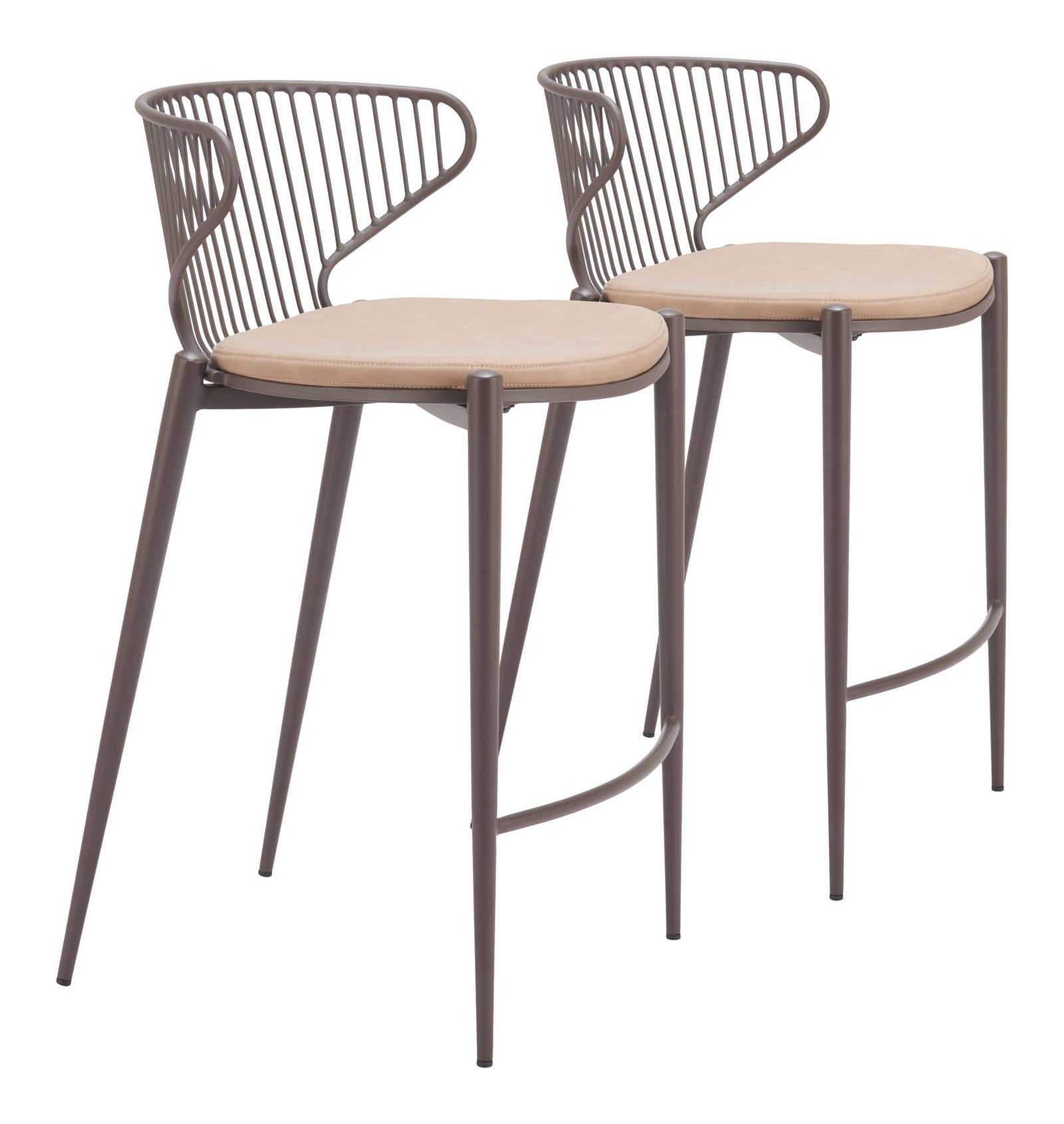 Silues Counter Stool (Set of 2) Taupe & Brown - Image 9