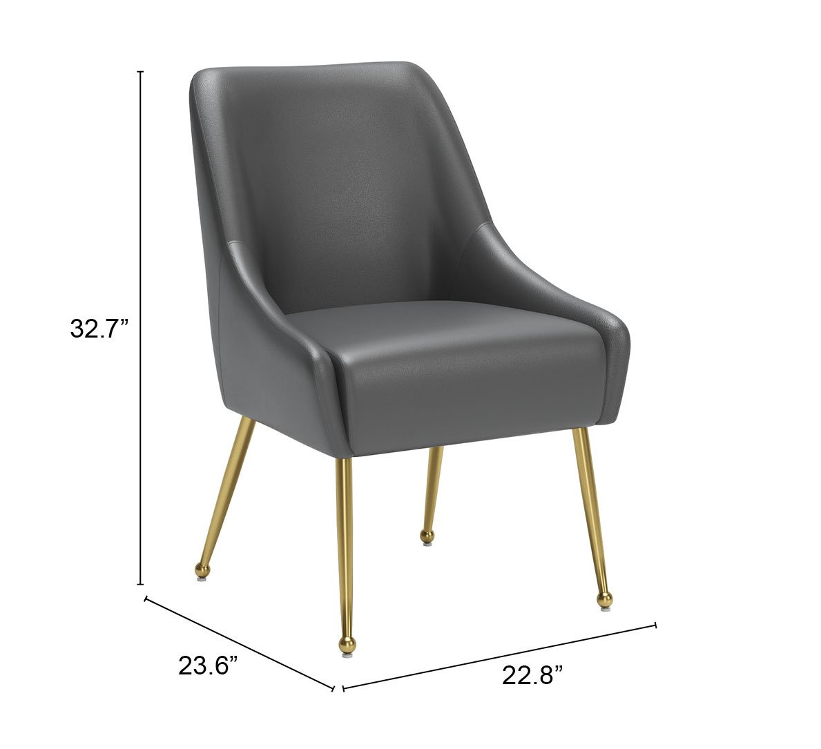 Maxine Dining Chair Gray & Gold - Image 12
