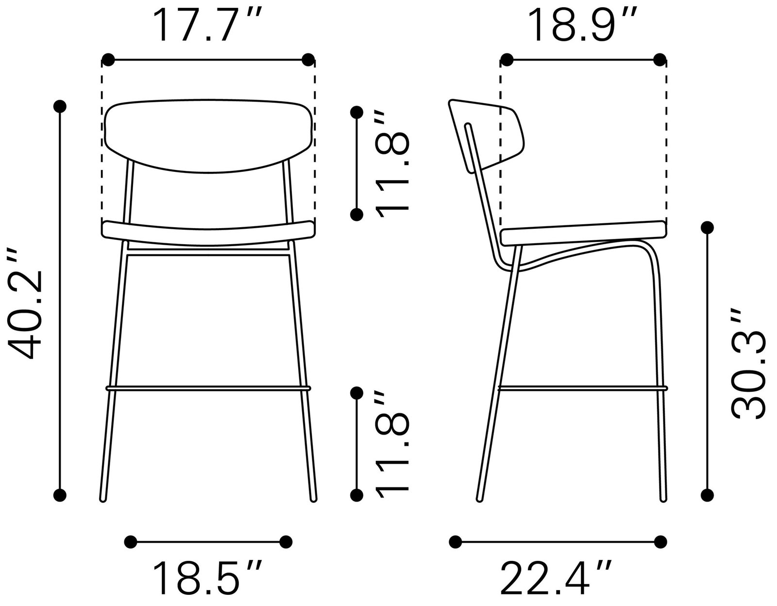 Charon Barstool (Set of 2) Vintage Black - Image 9