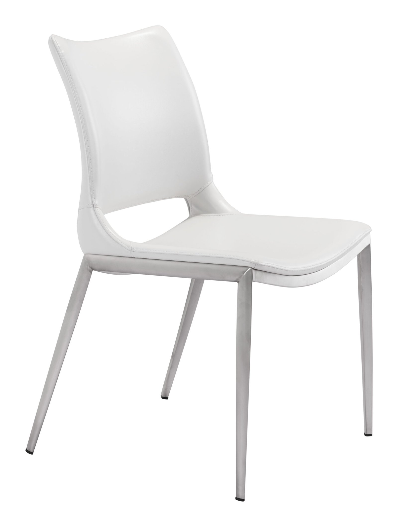 Ace Dining Chair (Set of 2) White & Silver - Image 4