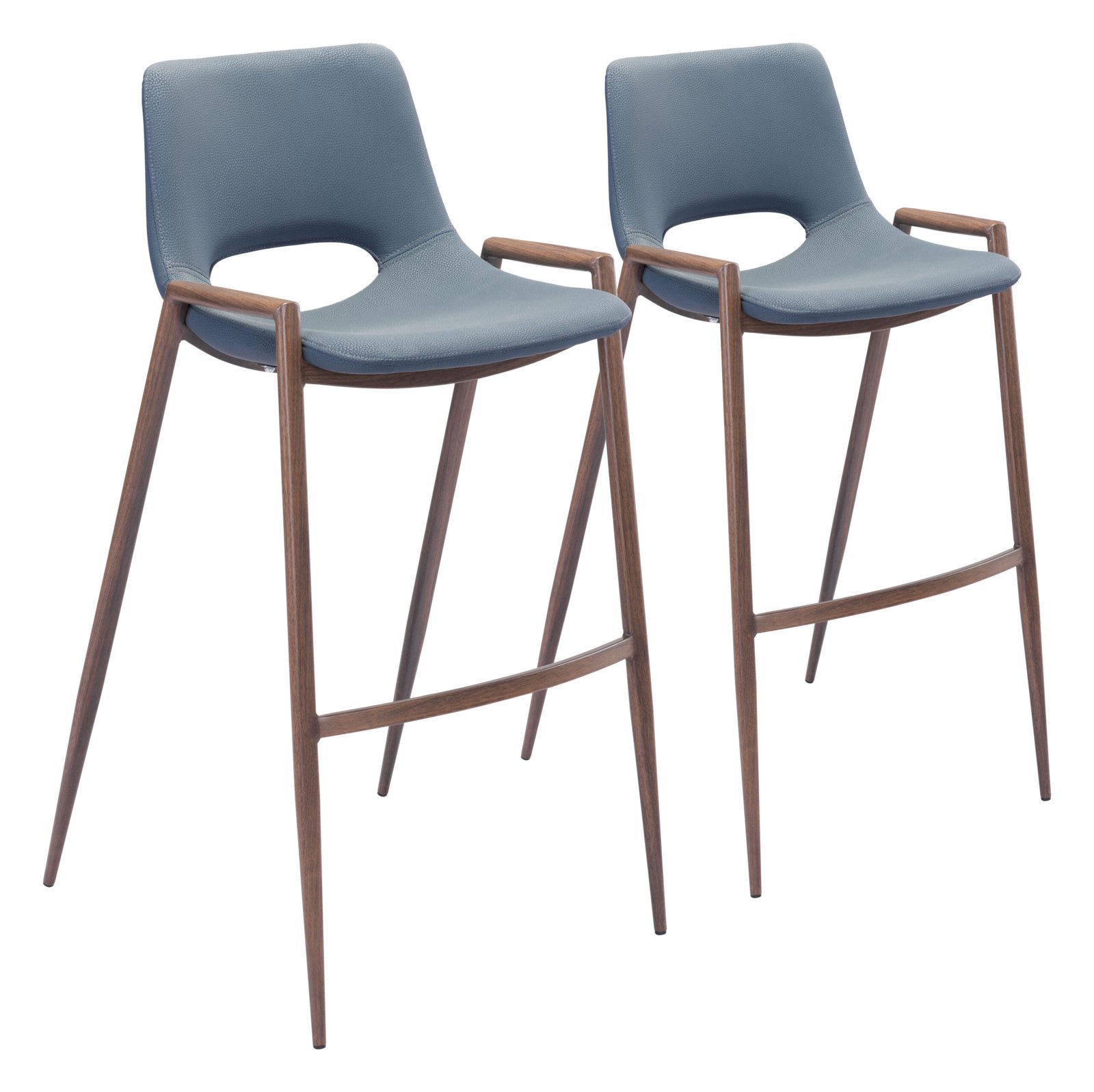 Desi Barstool (Set of 2) Azure Gray & Walnut - Image 11