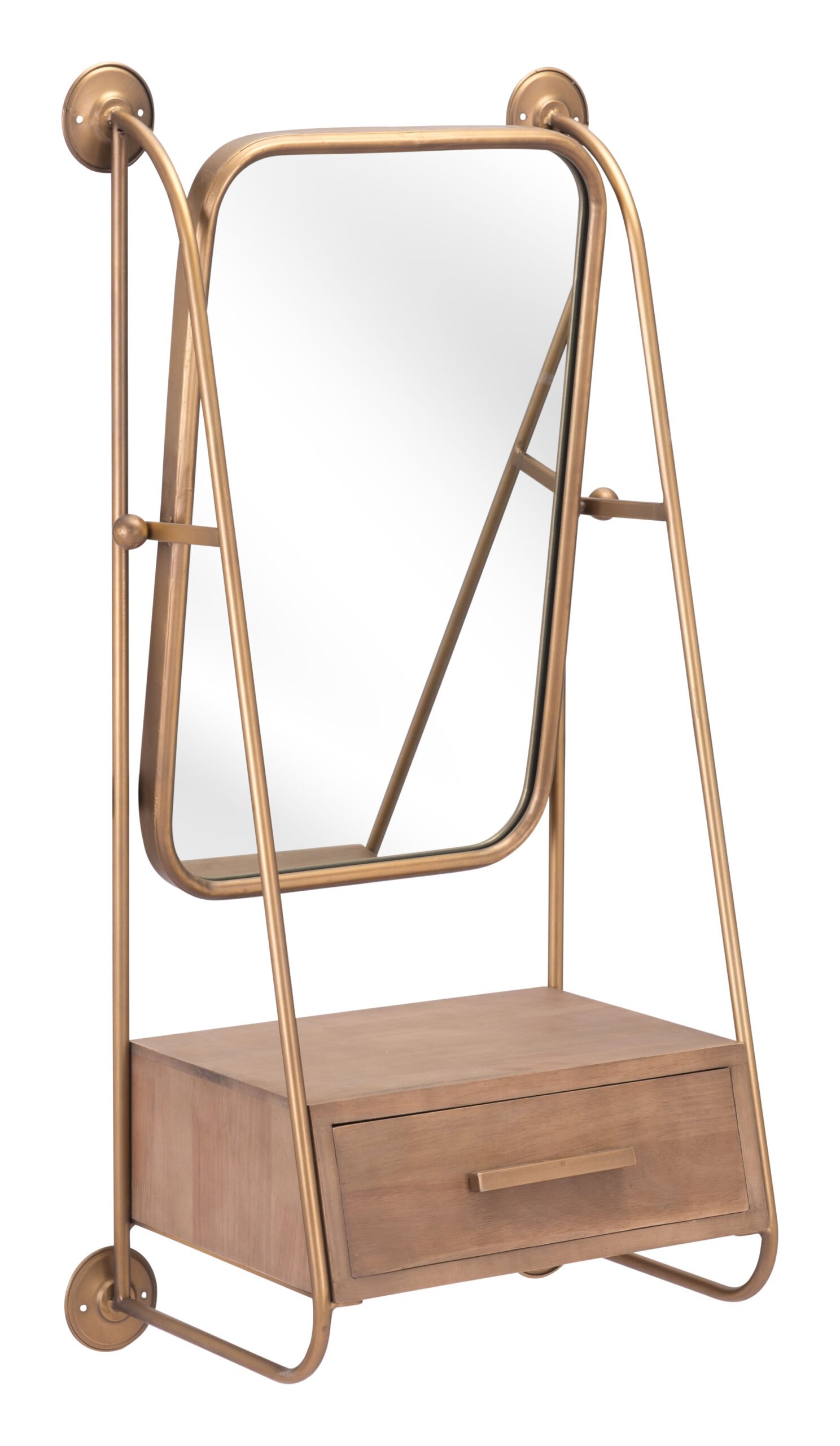 Peralta Mirror Shelf Brass & Brown - Image 5