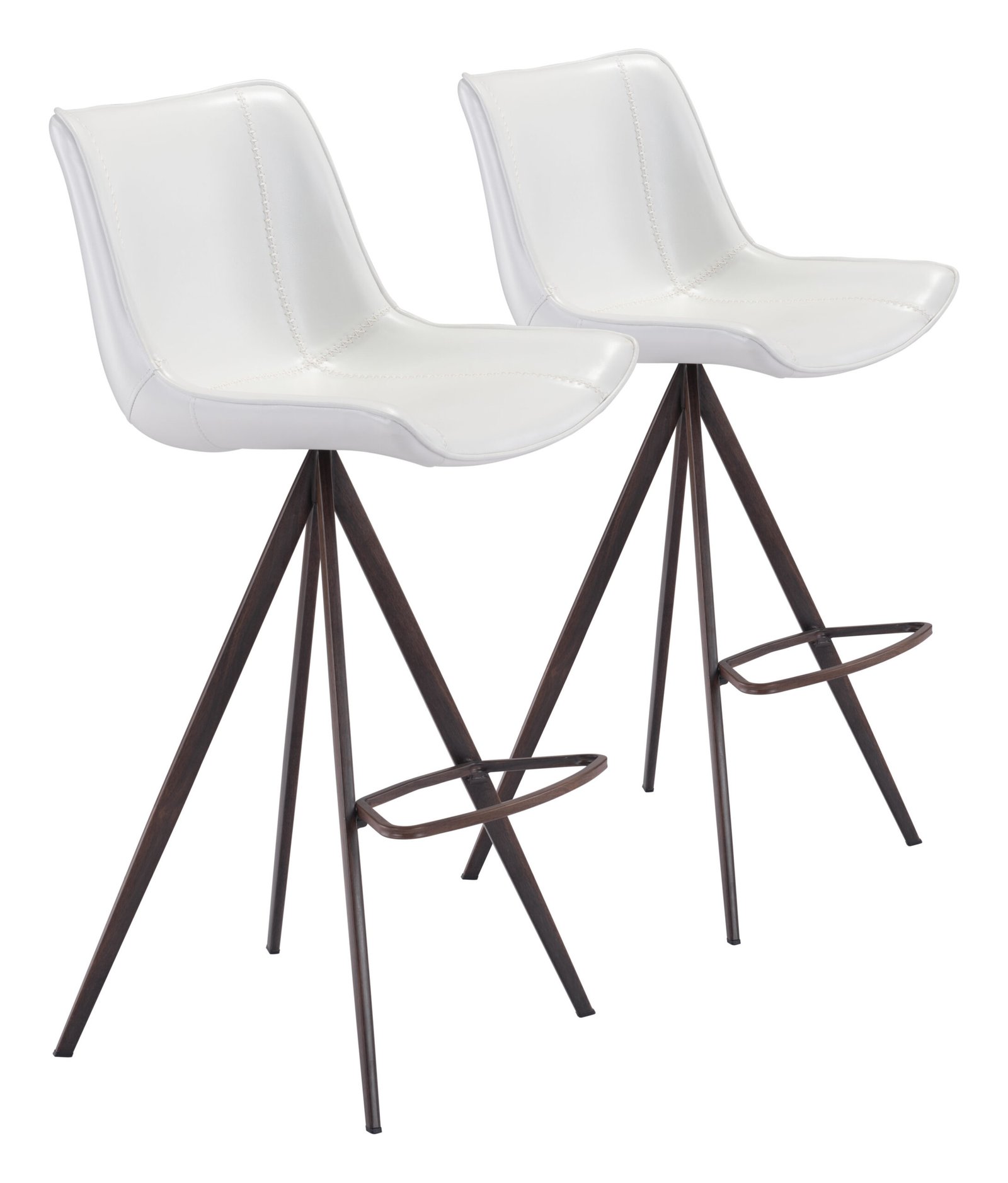 Aki Barstool (Set of 2) White & Walnut - Image 10