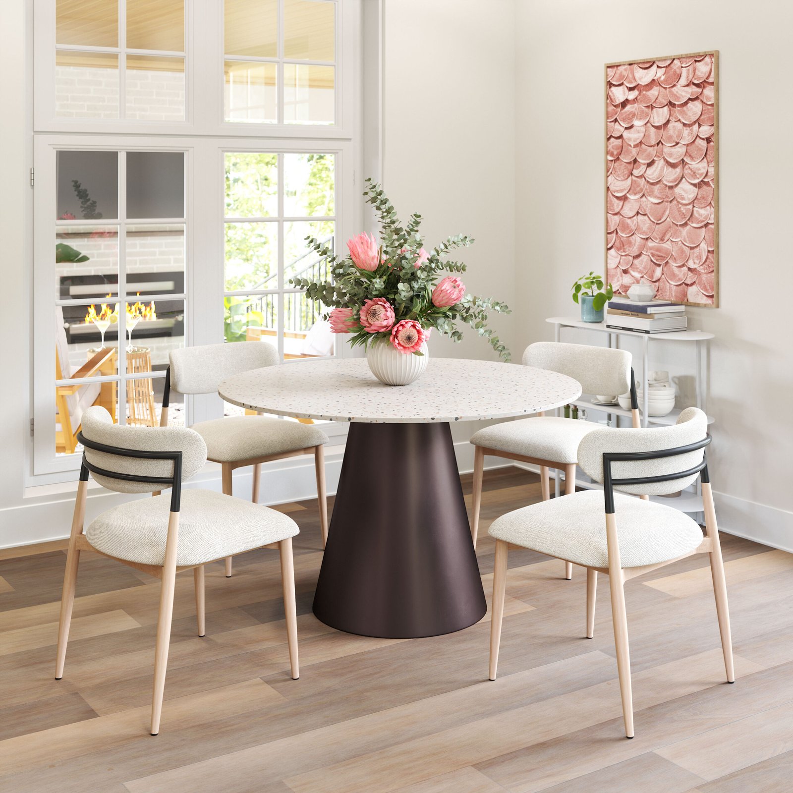 Jorf Dining Table Beige & Bronze - Image 3