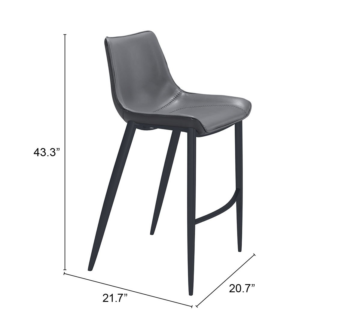 Magnus Barstool (Set of 2) Dark Gray & Black - Image 9