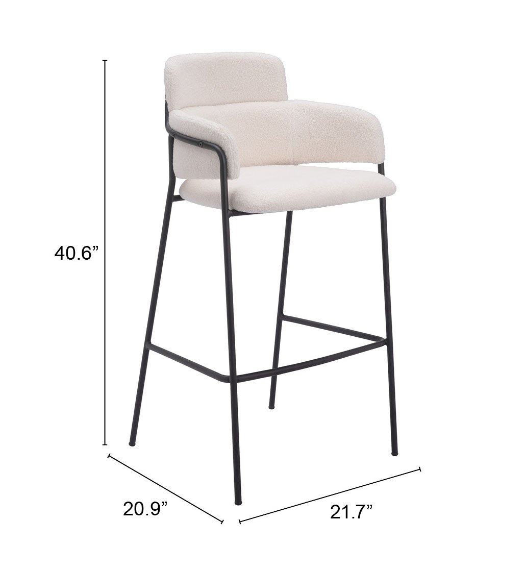 Marcel Barstool (Set of 2) Cream - Image 9