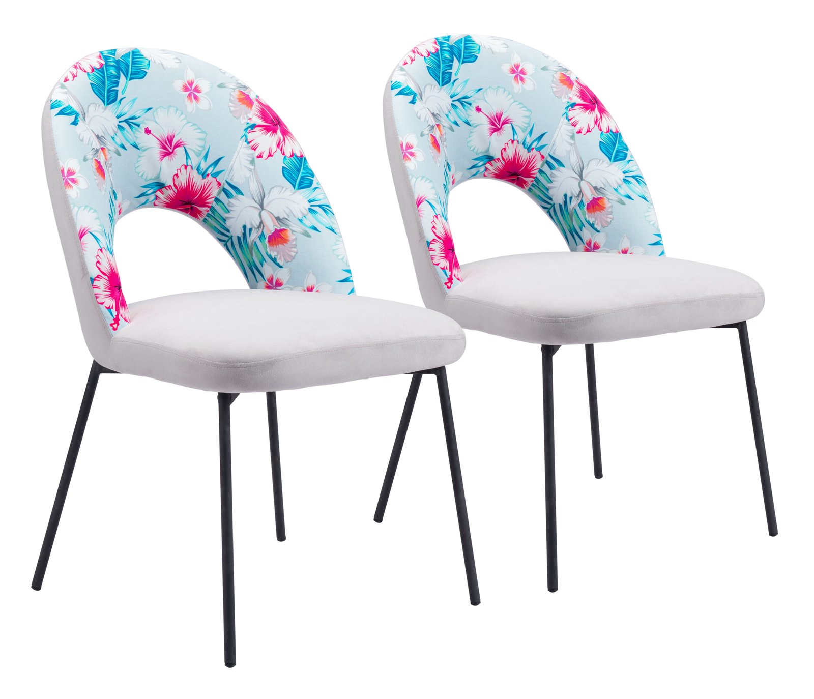 Torrey Dining Chair (Set of 2) Multicolor Print & Gray - Image 15
