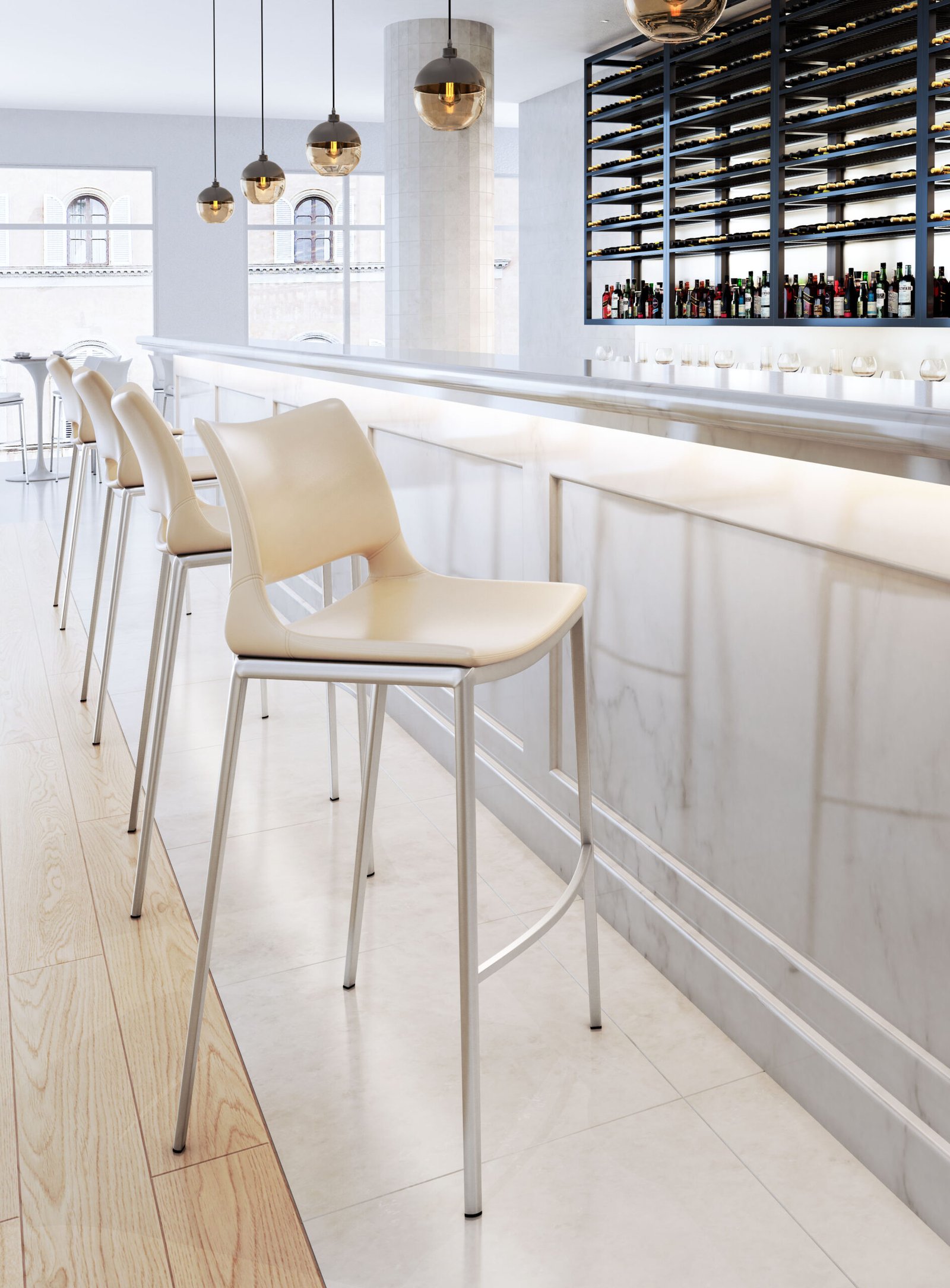 Ace Barstool (Set of 2) Light Pink & Silver - Image 2