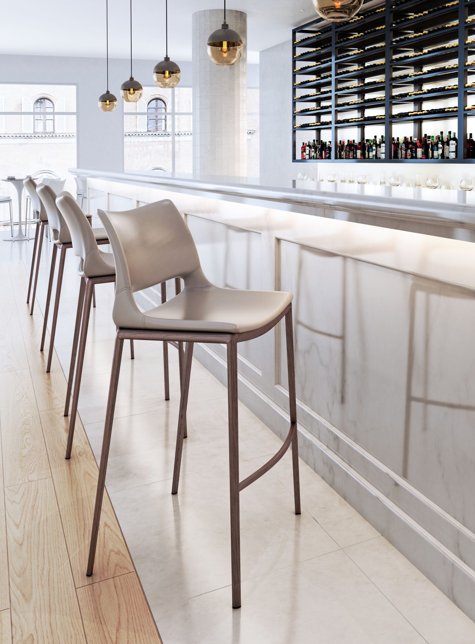 Ace Barstool (Set of 2) Brown & Walnut - Image 2