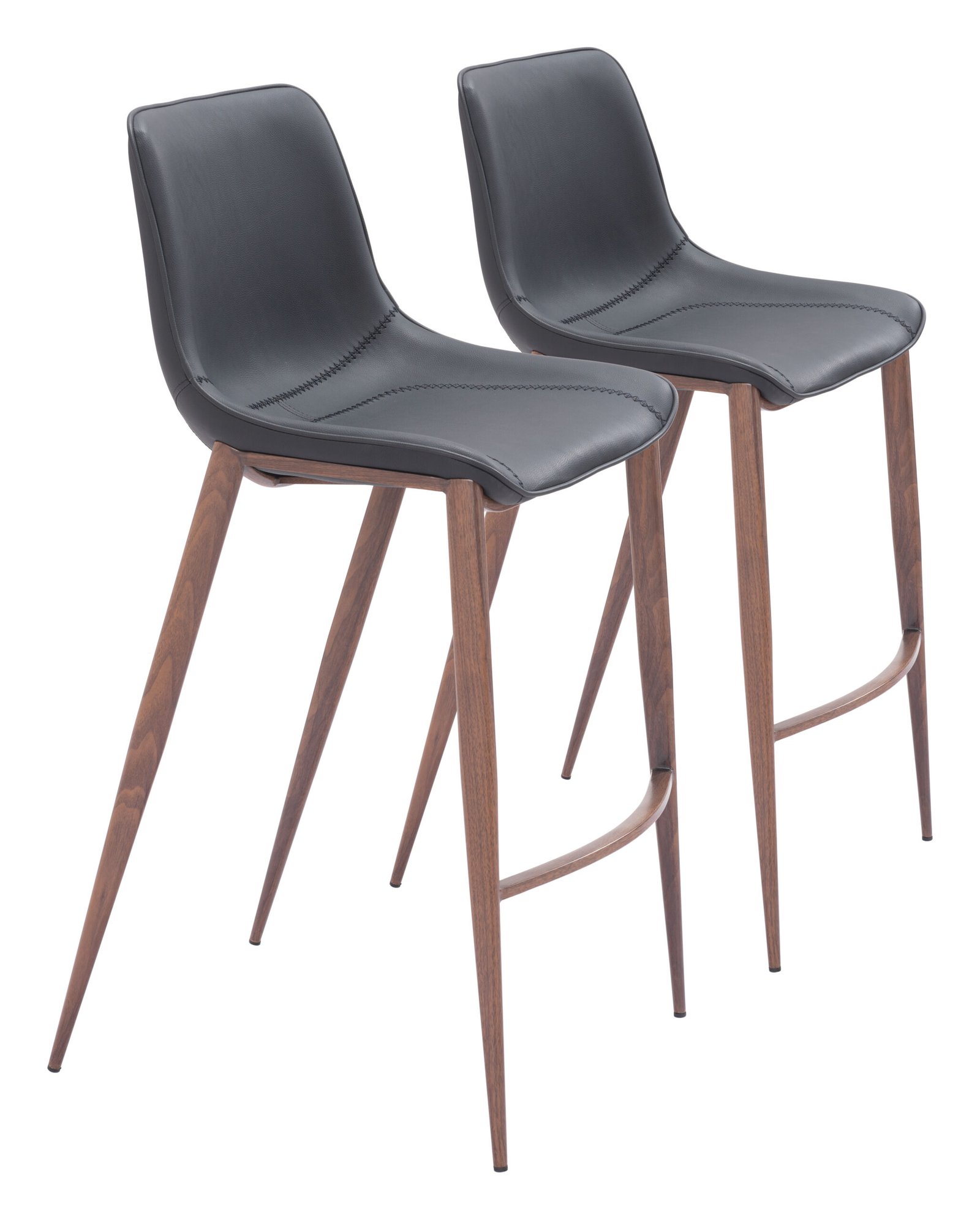 Magnus Barstool (Set of 2) Black & Walnut - Image 12