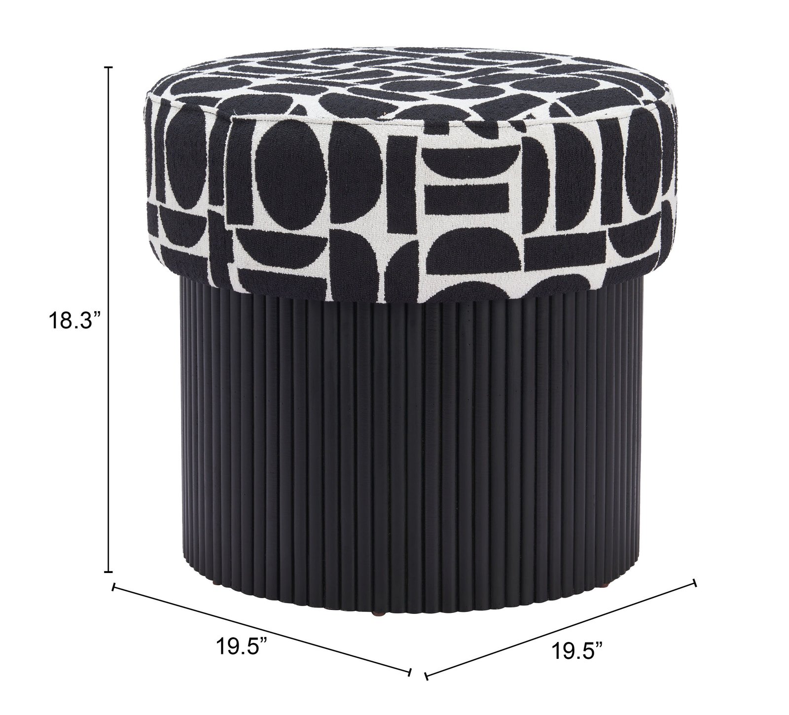 Boto Storage Ottoman Black & White - Image 13