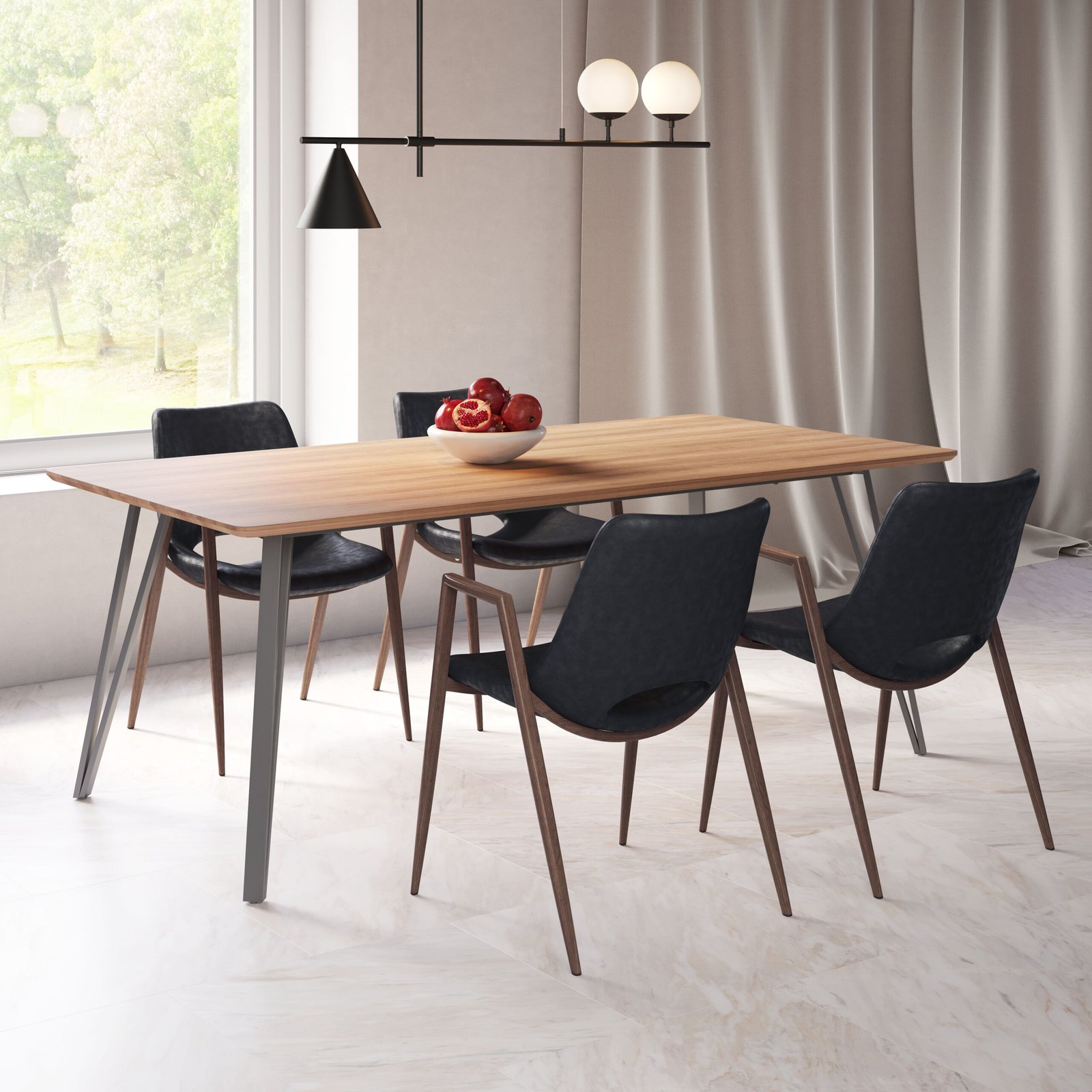 Desi Dining Chair (Set of 2) Black & Walnut - Image 2