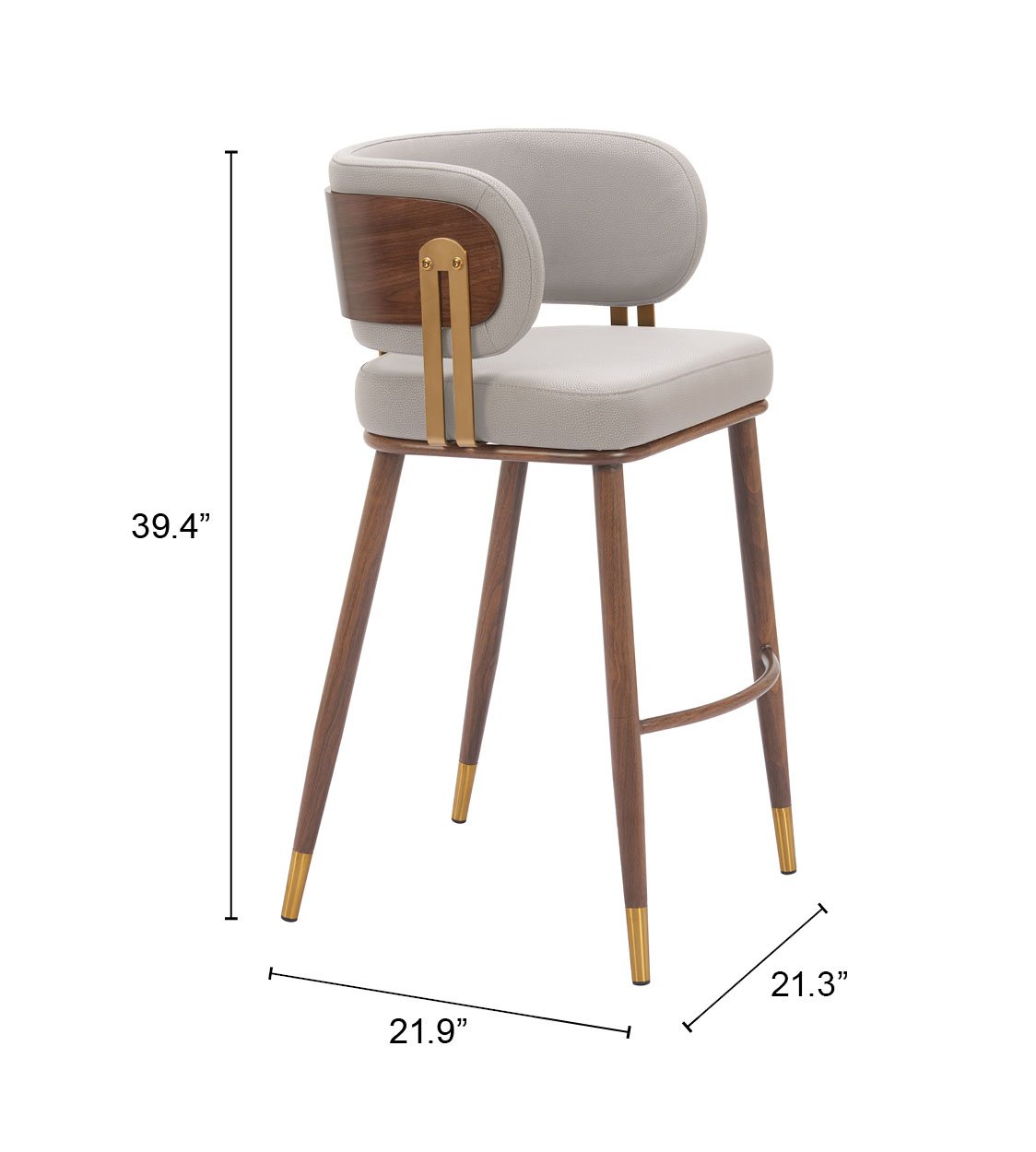 Brew Barstool Beige & Walnut - Image 2