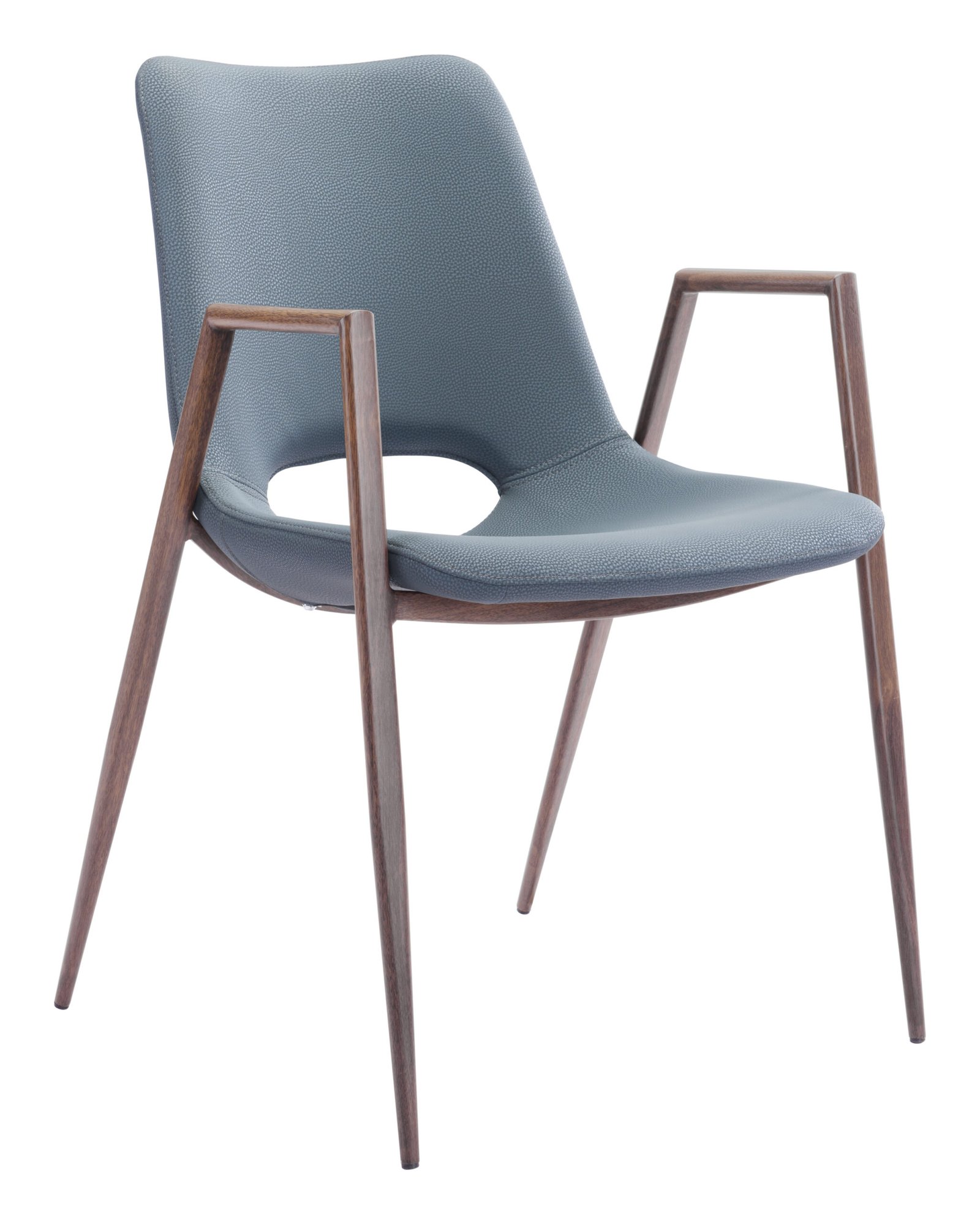 Desi Dining Chair (Set of 2) Azure Gray & Walnut - Image 3