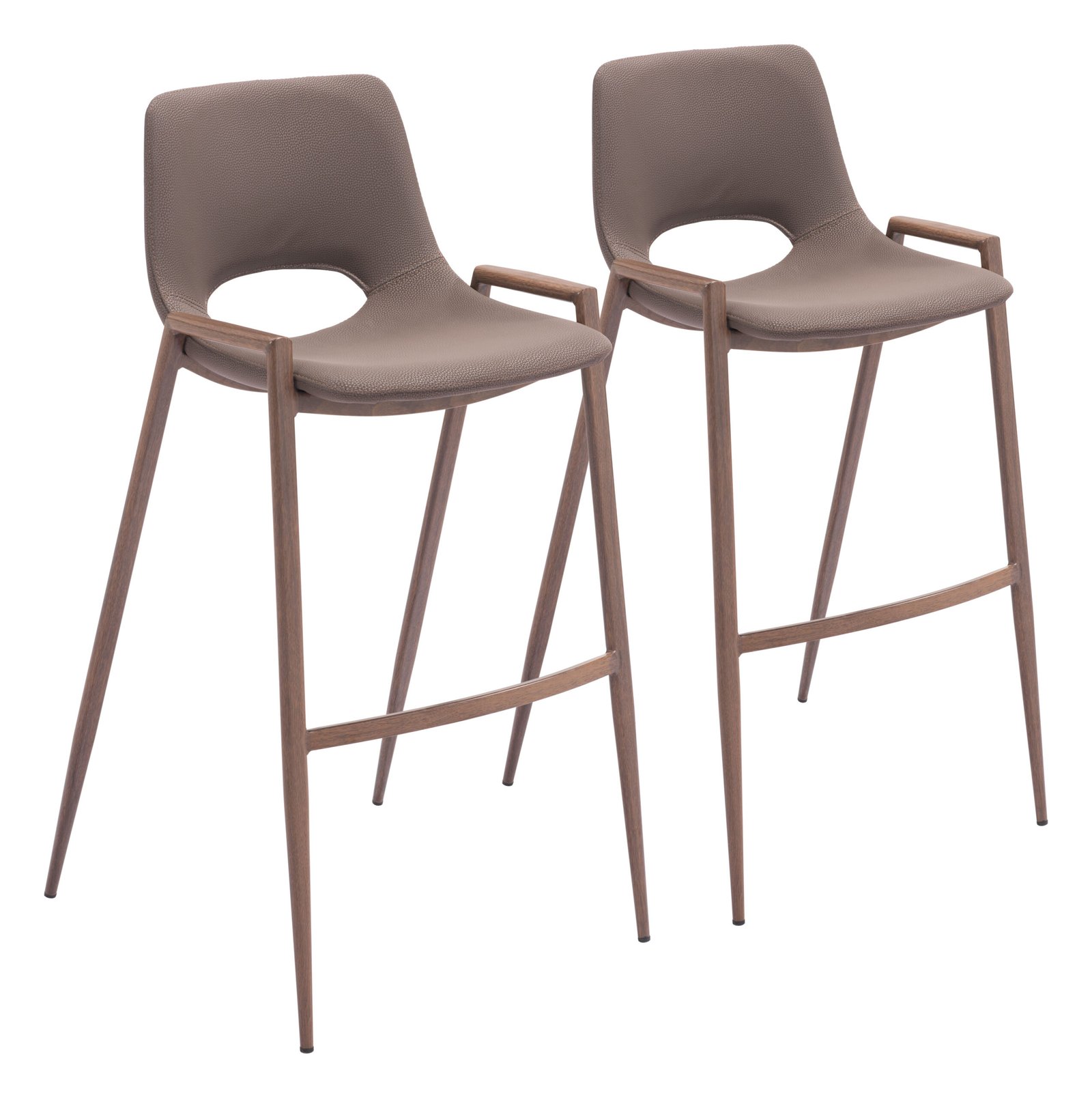 Desi Barstool (Set of 2) Brown & Walnut - Image 11