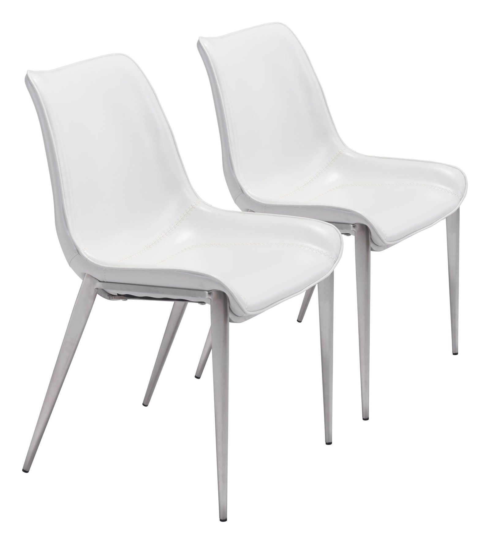 Magnus Dining Chair (Set of 2) White & Silver - Image 11