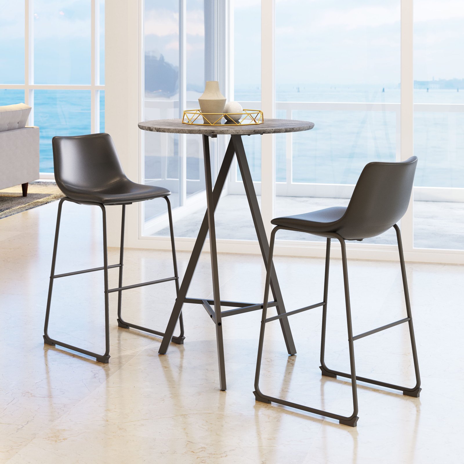 Smart Barstool (Set of 2) Black - Image 2