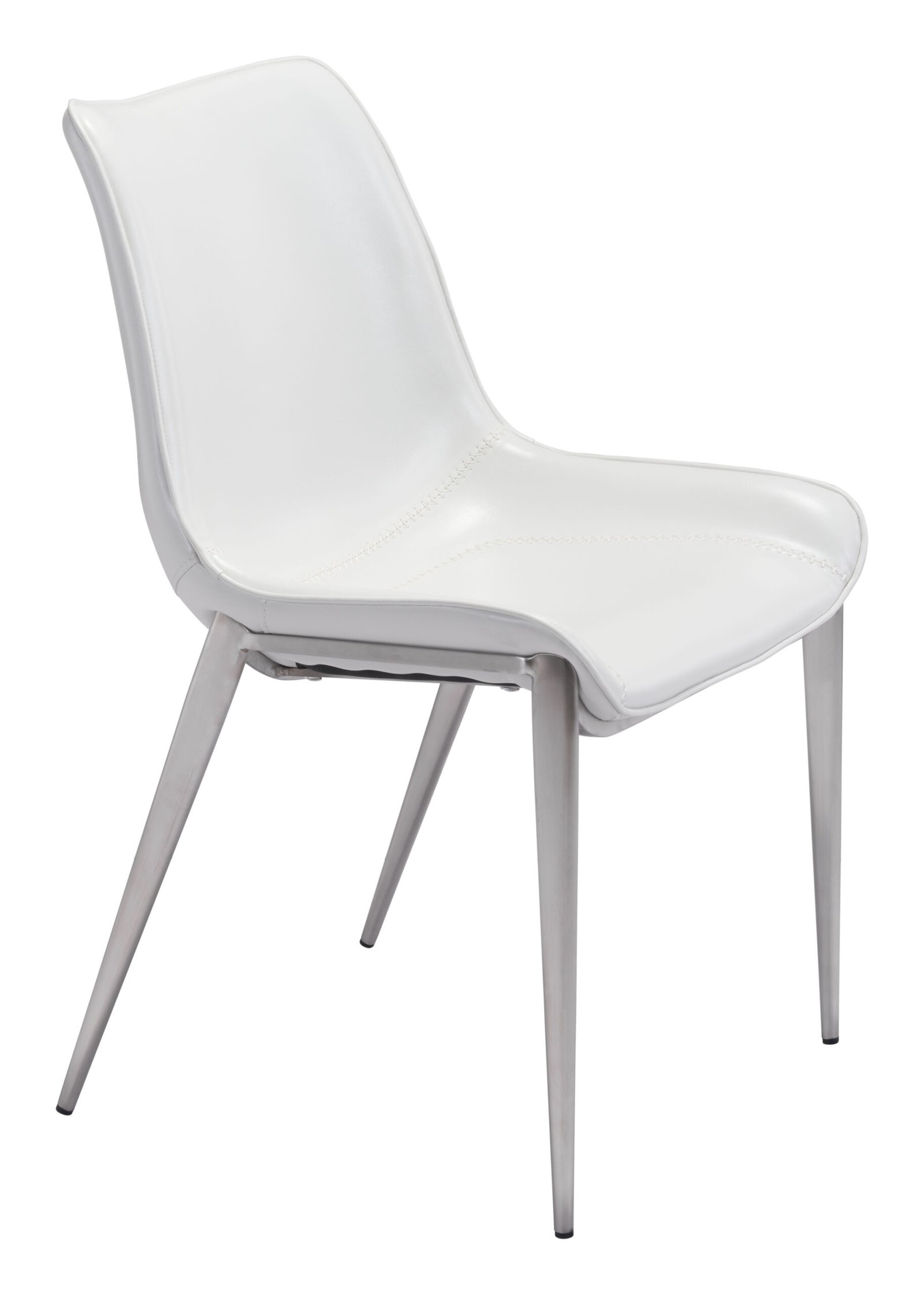 Magnus Dining Chair (Set of 2) White & Silver - Image 4