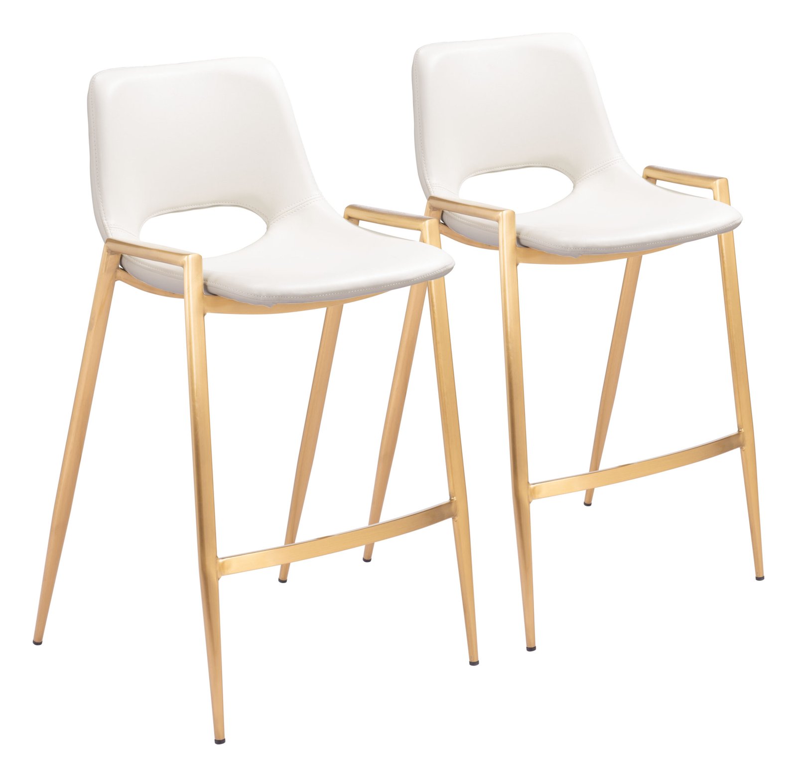 Desi Counter Stool (Set of 2) White & Gold - Image 11