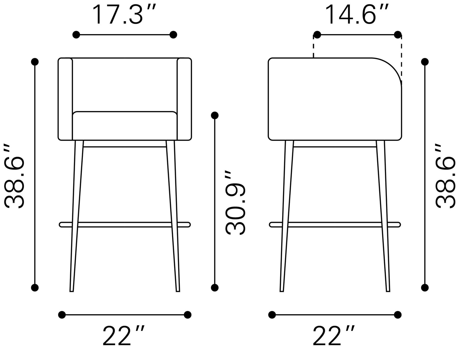 Horbat Barstool (Set of 2) Black - Image 10