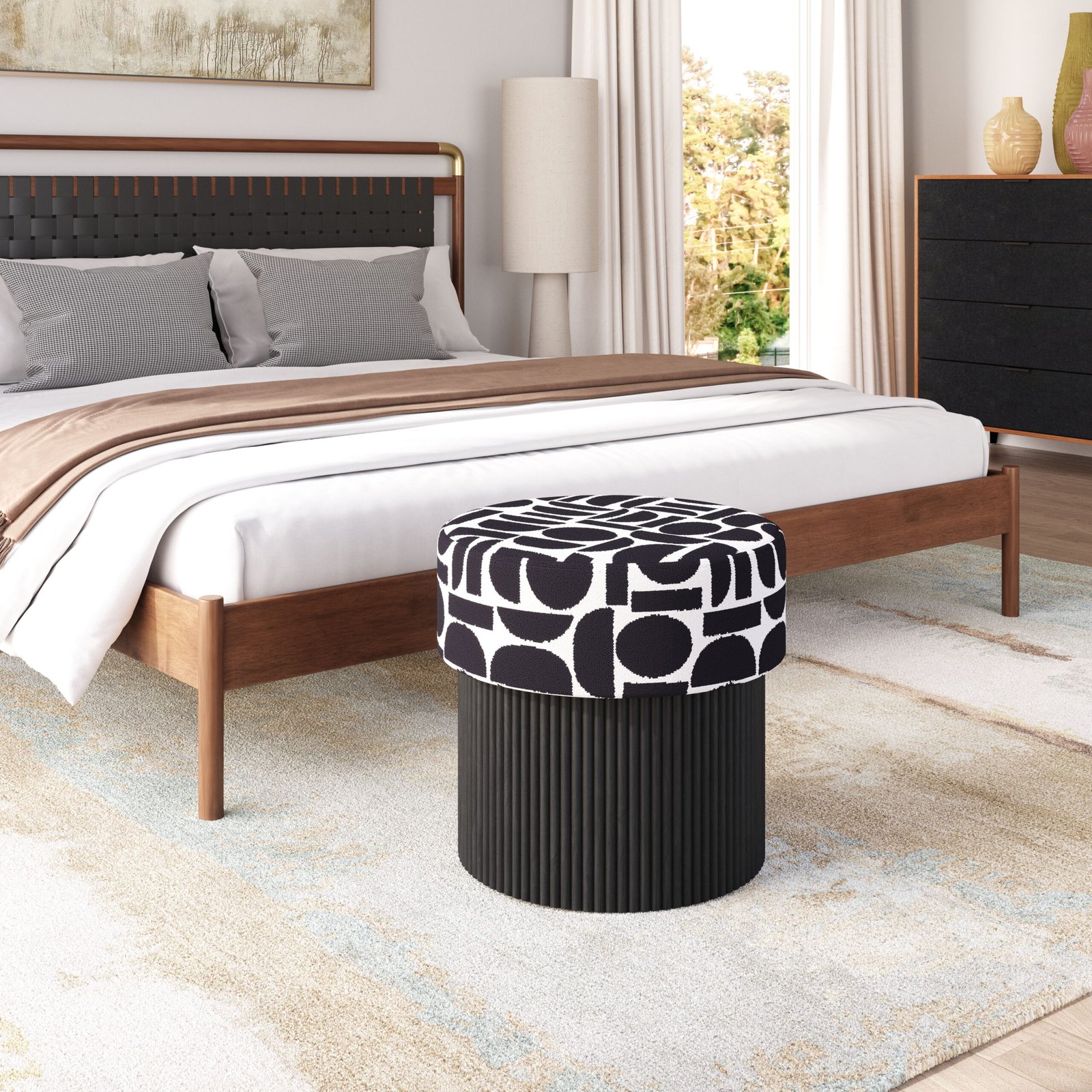 Boto Storage Ottoman Black & White - Image 3