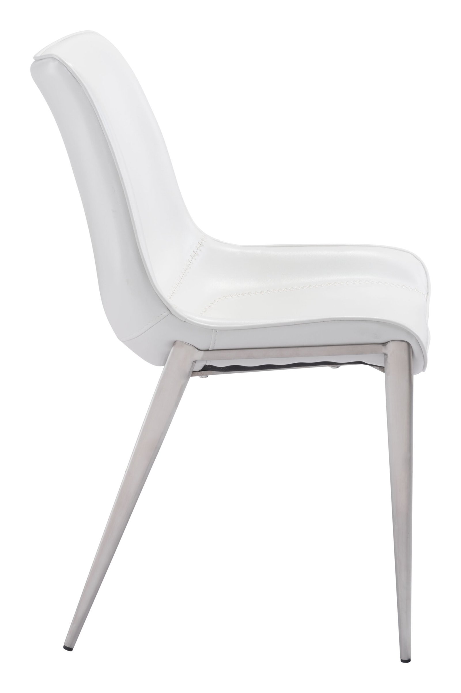 Magnus Dining Chair (Set of 2) White & Silver - Image 5