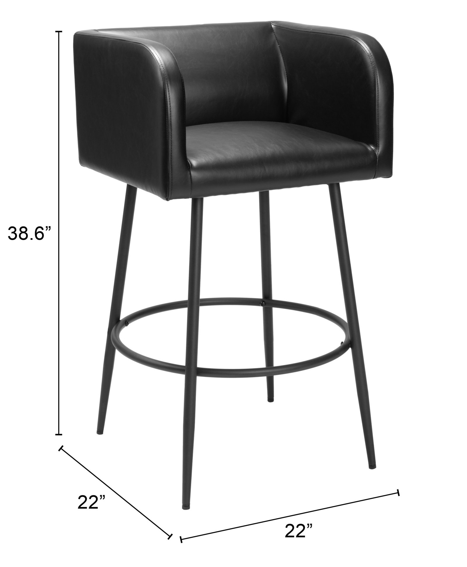 Horbat Barstool (Set of 2) Black - Image 11