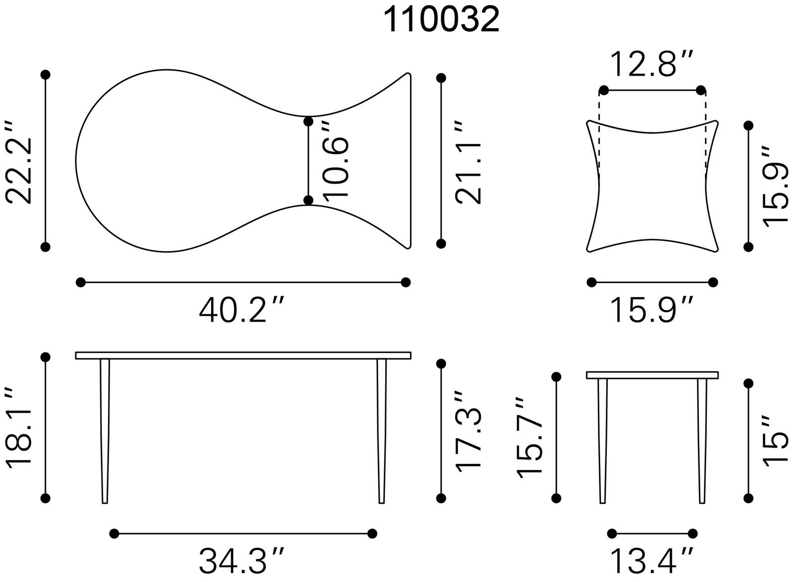 Norden Coffee Table Set (2-Piece) Black & Bronze - Image 10