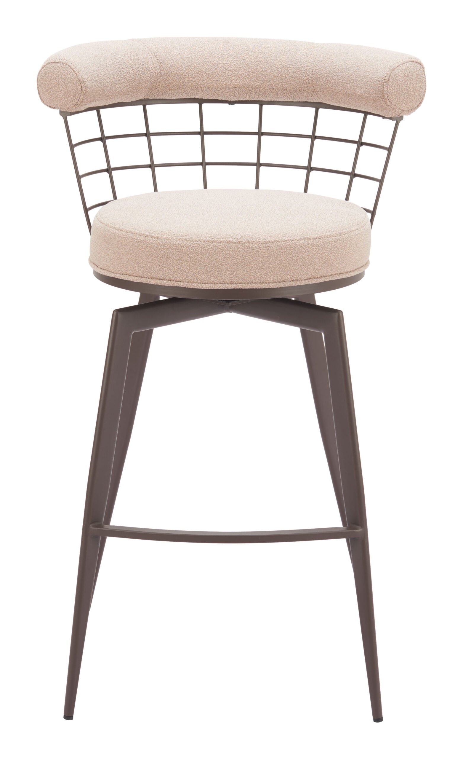 Saku Swivel Barstool Beige & Brown - Image 5