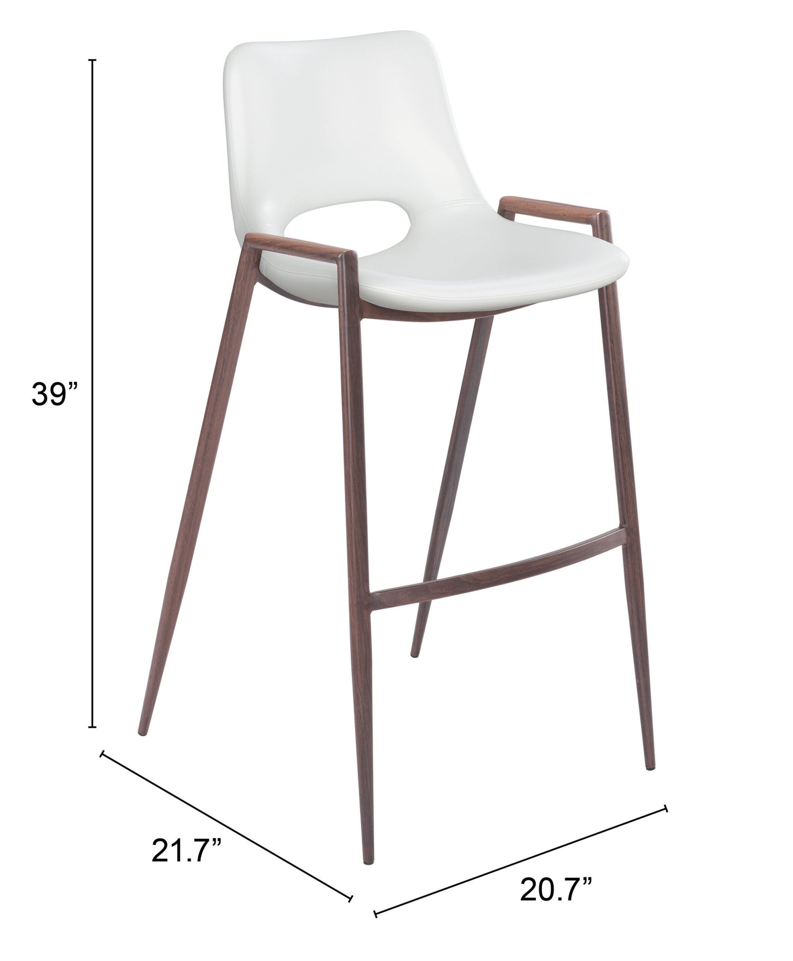 Desi Barstool (Set of 2) White & Walnut - Image 10