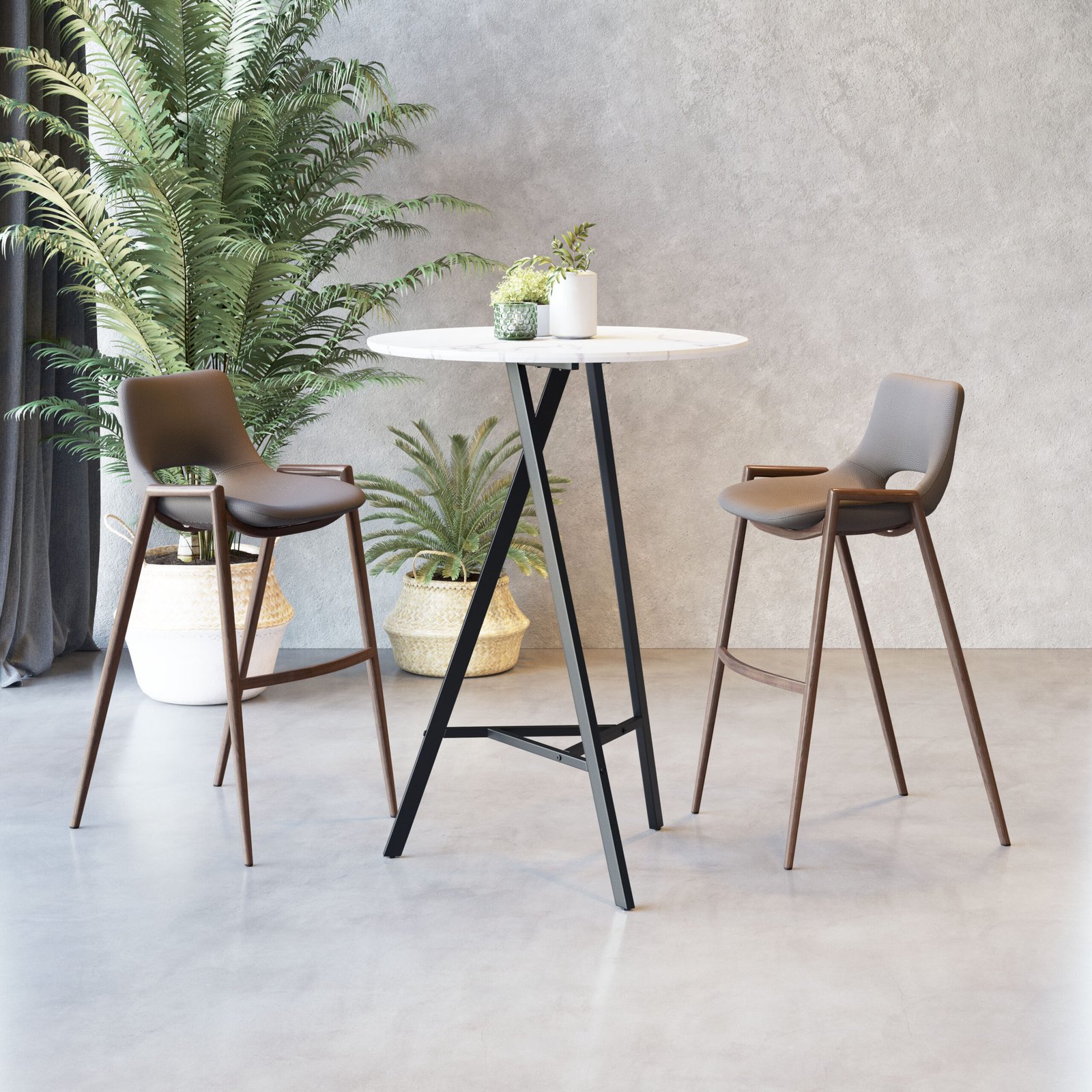 Desi Barstool (Set of 2) Brown & Walnut - Image 2