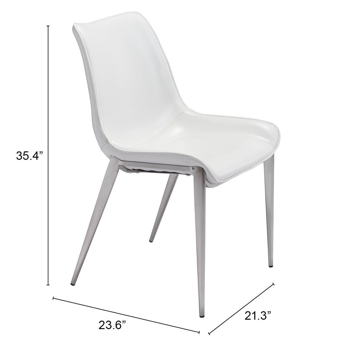Magnus Dining Chair (Set of 2) White & Silver - Image 10