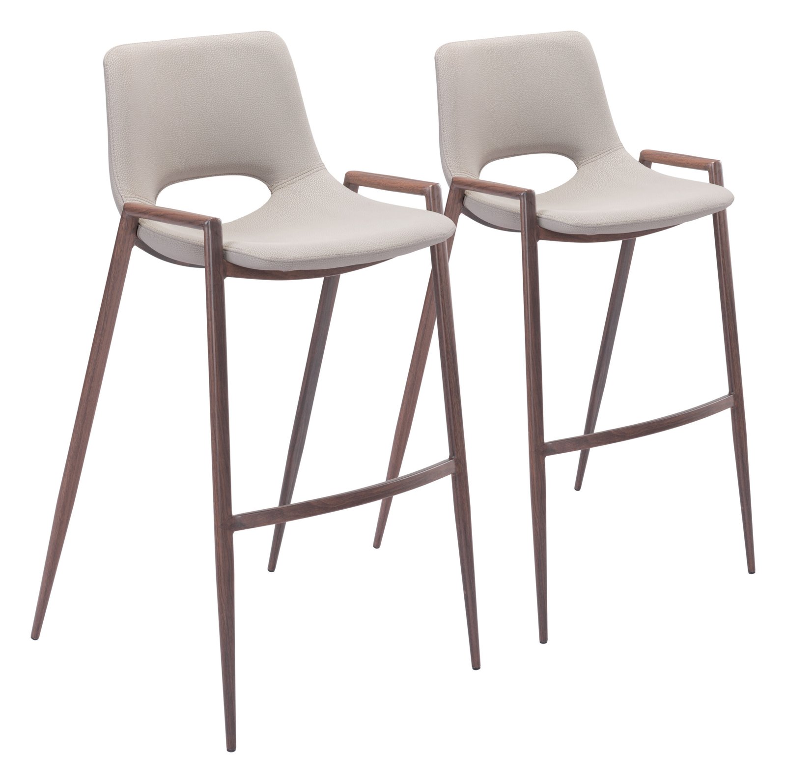 Desi Barstool (Set of 2) Beige & Walnut - Image 12