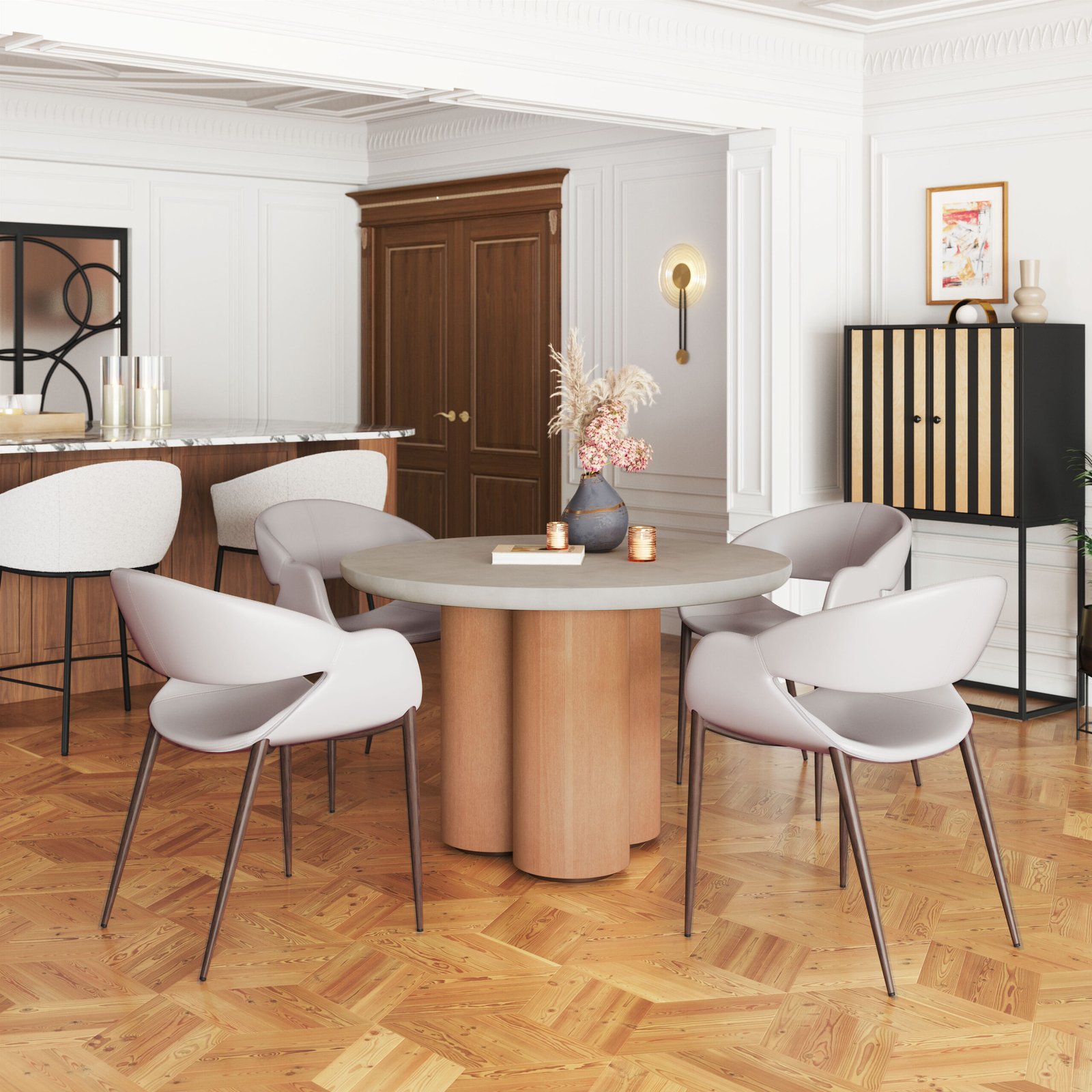 Limay Dining Chair (Set of 2) Beige & Walnut - Image 2