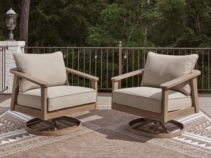 Francis Beach Outdoor Swivel Lounge with Cushion - Image 3