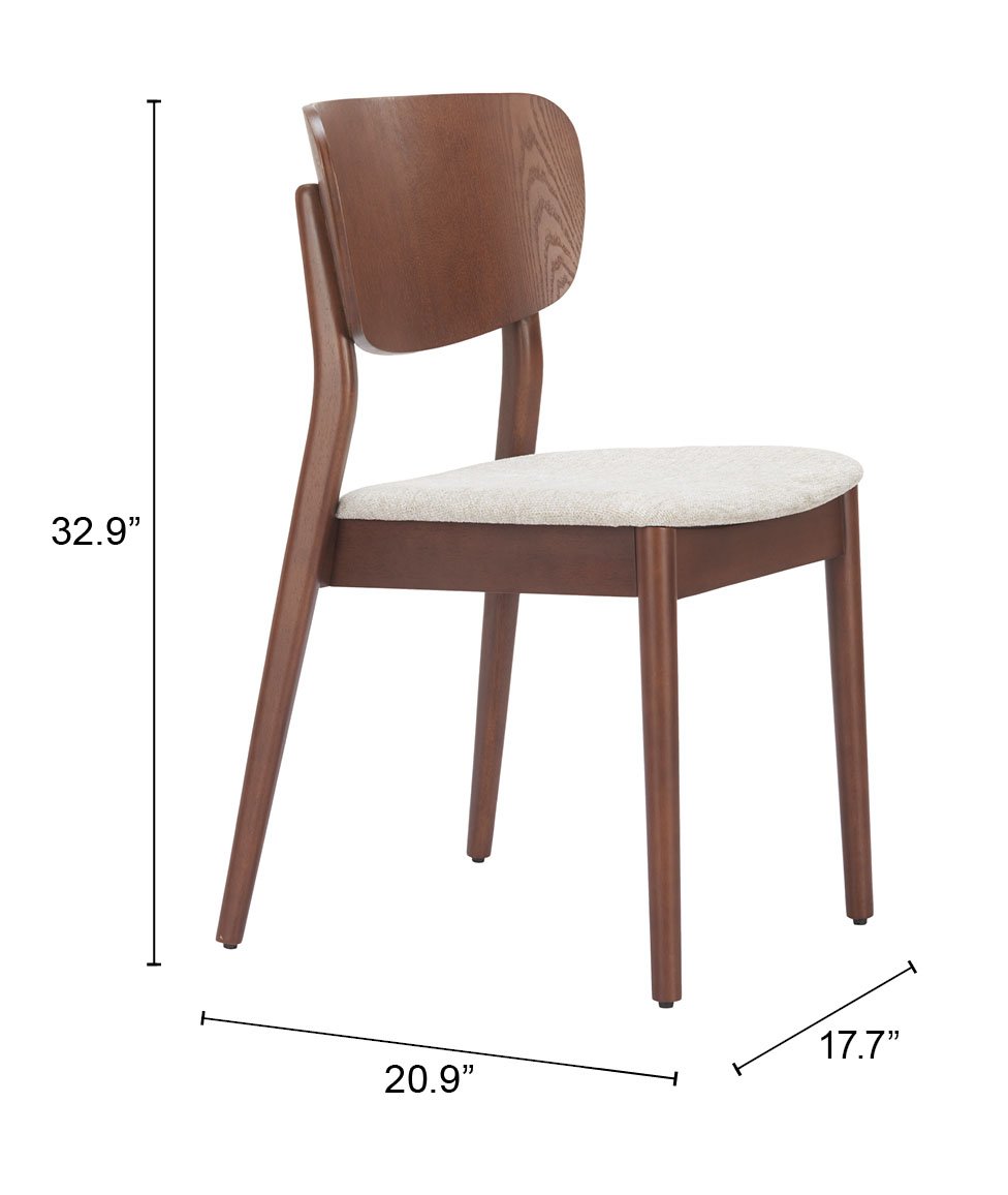 Kellua Dining Chair (Set of 2) Beige & Walnut - Image 9