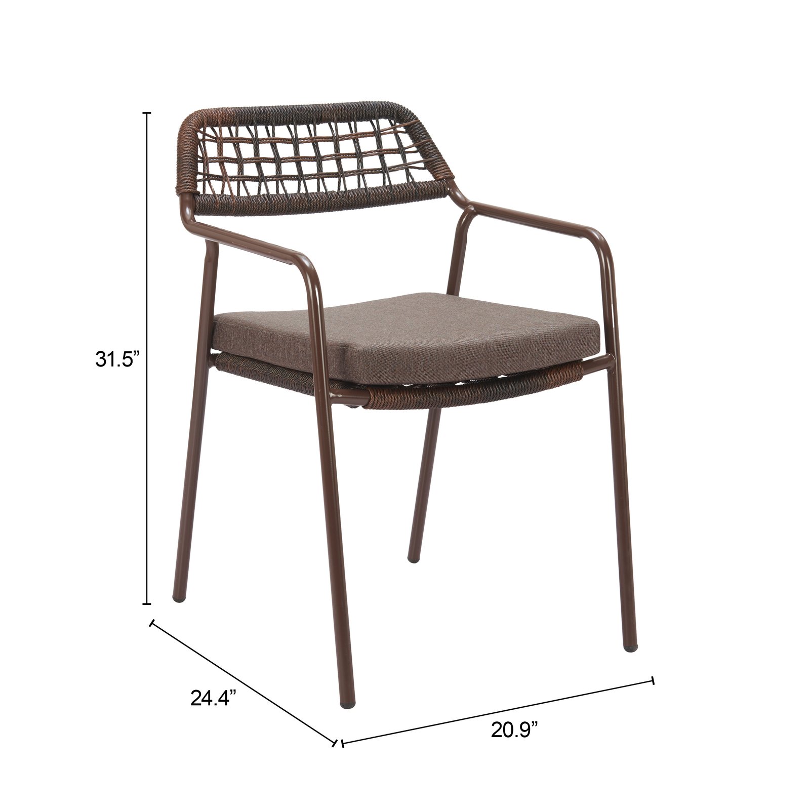 Rio Dining Chair (Set of 2) Brown - Image 8