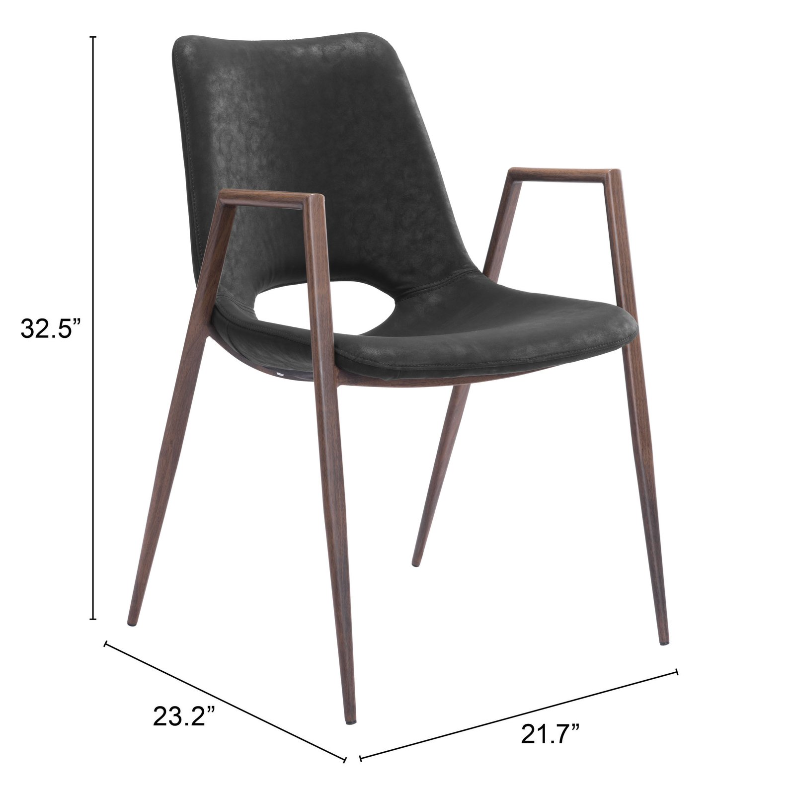 Desi Dining Chair (Set of 2) Black & Walnut - Image 11