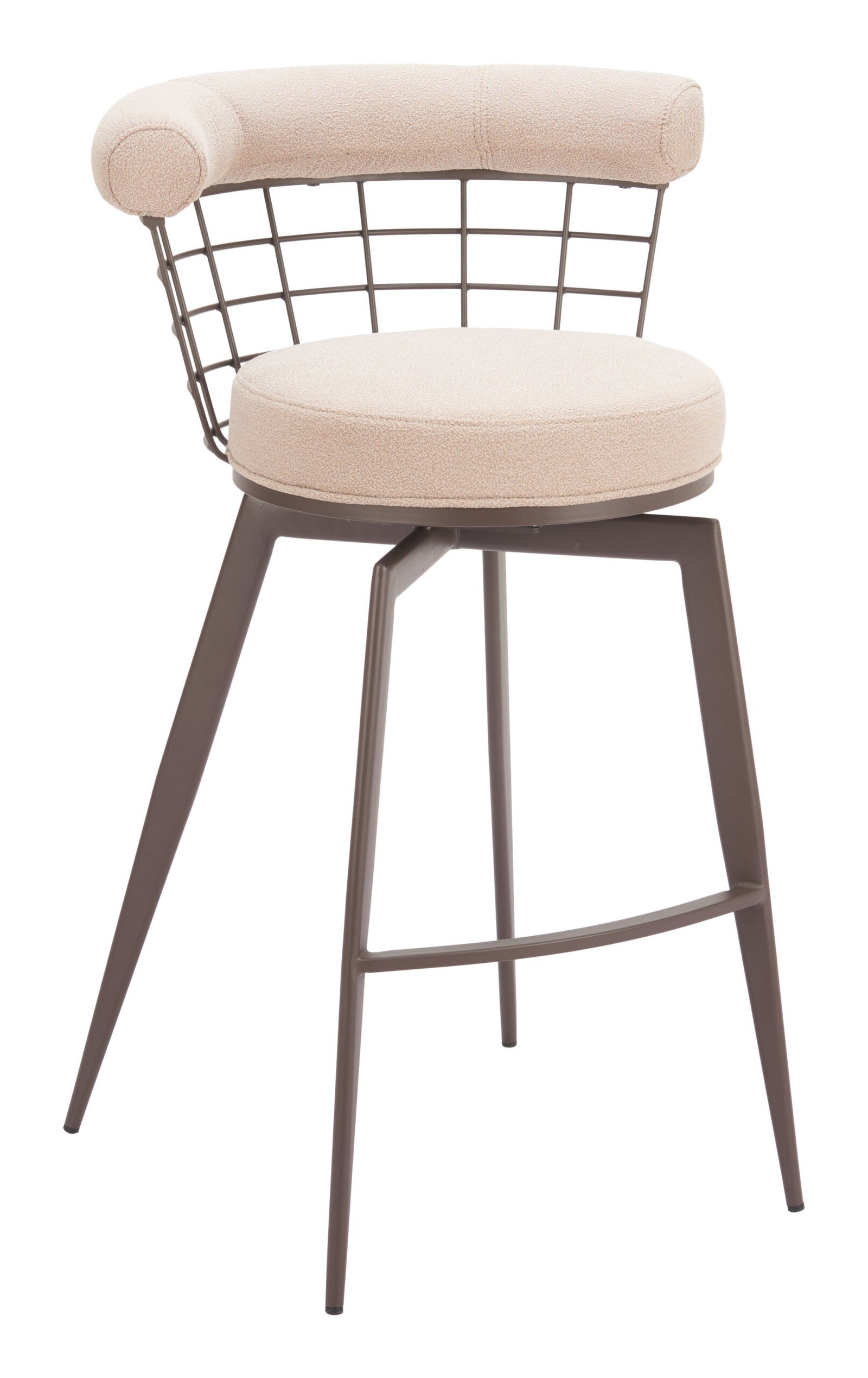 Saku Swivel Barstool Beige & Brown - Image 8