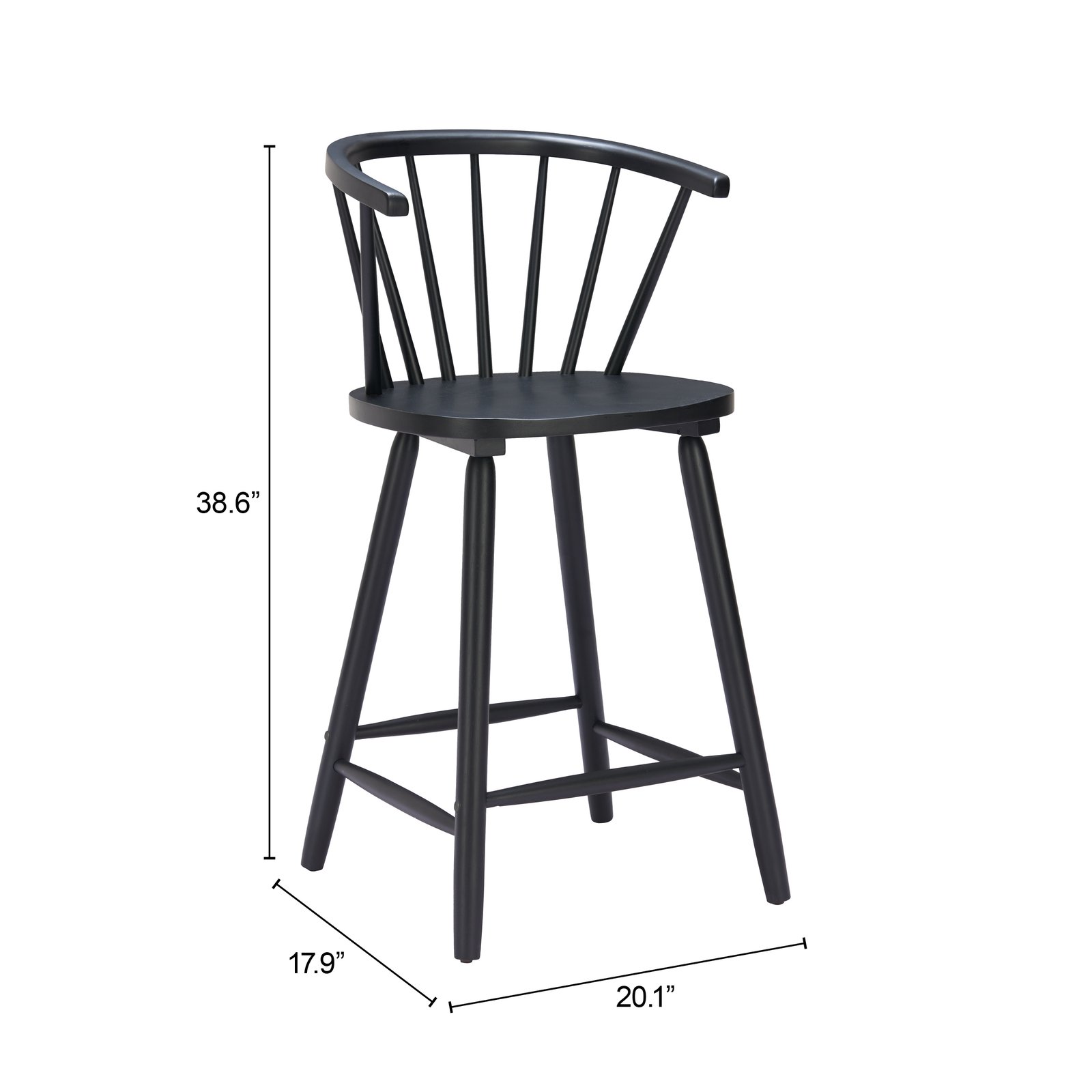 Stenger Counter Stool (Set of 2) Black - Image 8