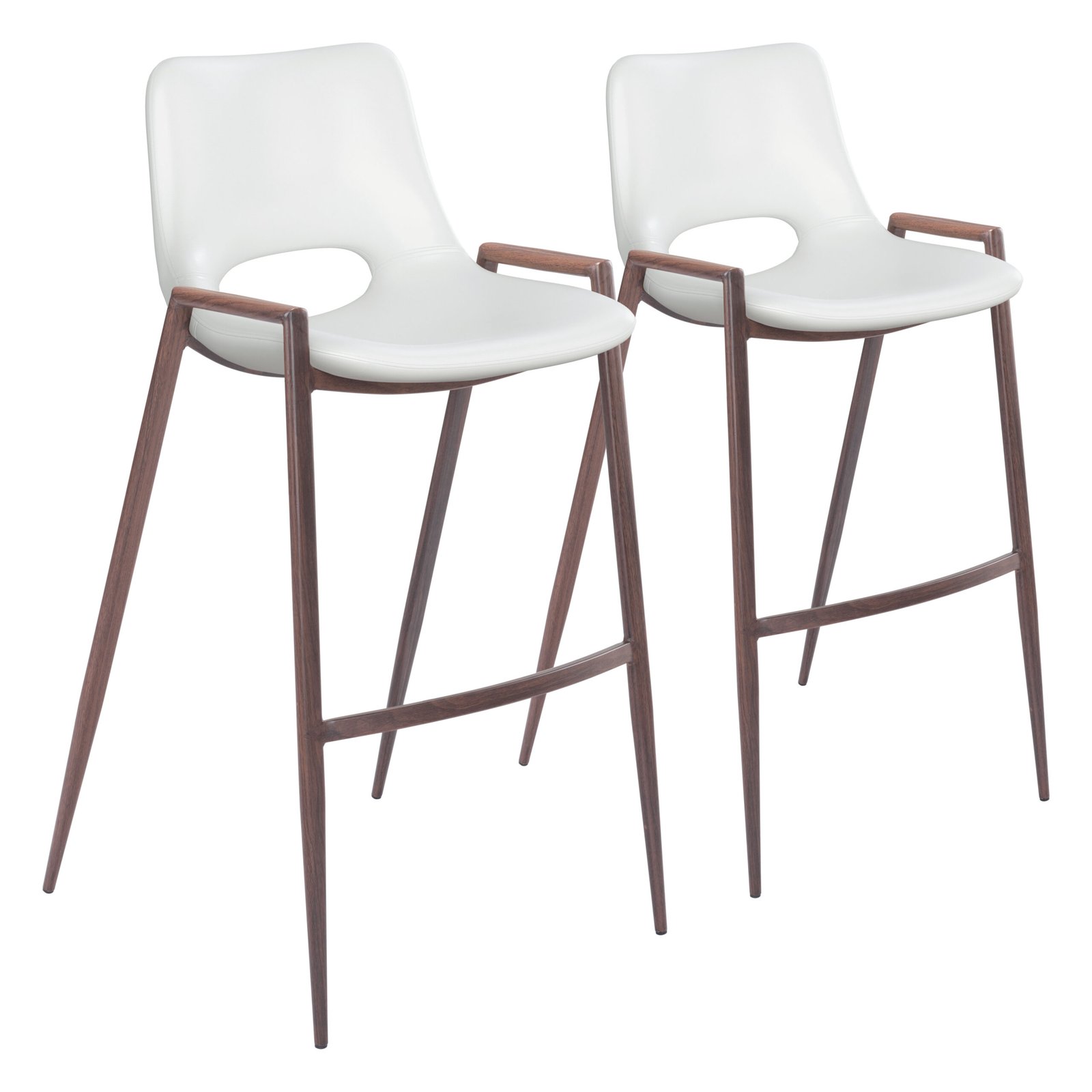 Desi Barstool (Set of 2) White & Walnut - Image 11