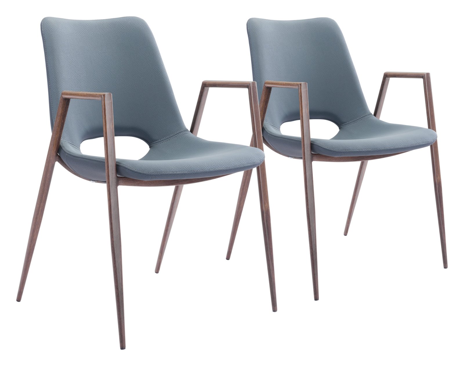 Desi Dining Chair (Set of 2) Azure Gray & Walnut - Image 11