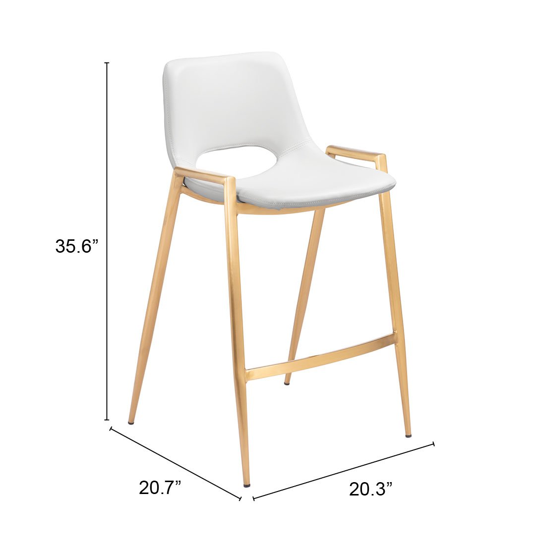 Desi Counter Stool (Set of 2) White & Gold - Image 10