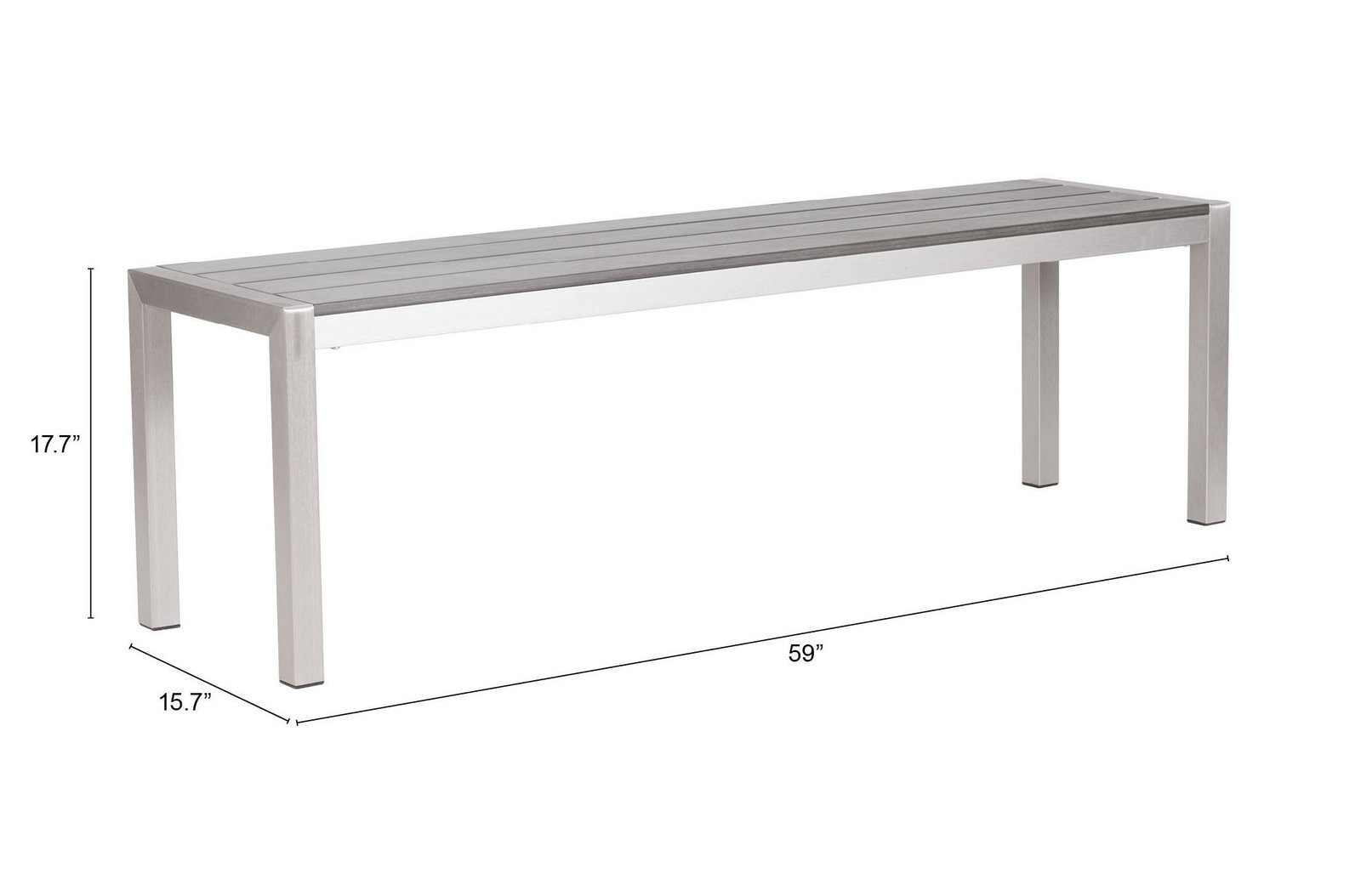 Metropolitan Double Bench Gray & Silver - Image 8