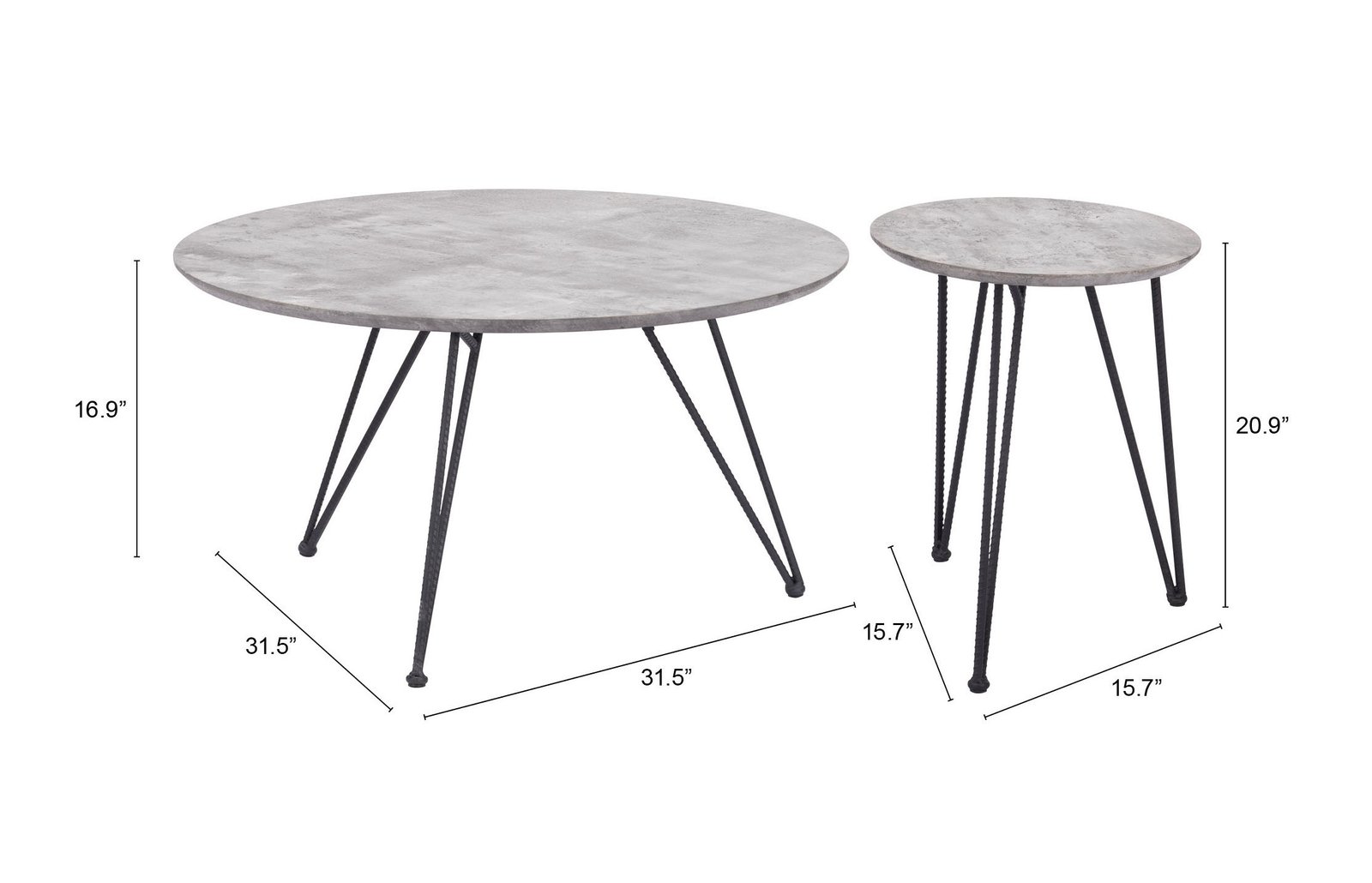 Kerris Coffee Table Set (2-Piece) Gray & Black - Image 12